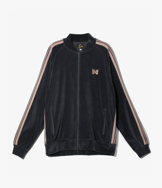 ジャケット・アウター NEPENTHES LONDON VELOURS TRACK JKT Rib Collar Track Jacket – Steel Blue Velour | Needles | Nepenthes