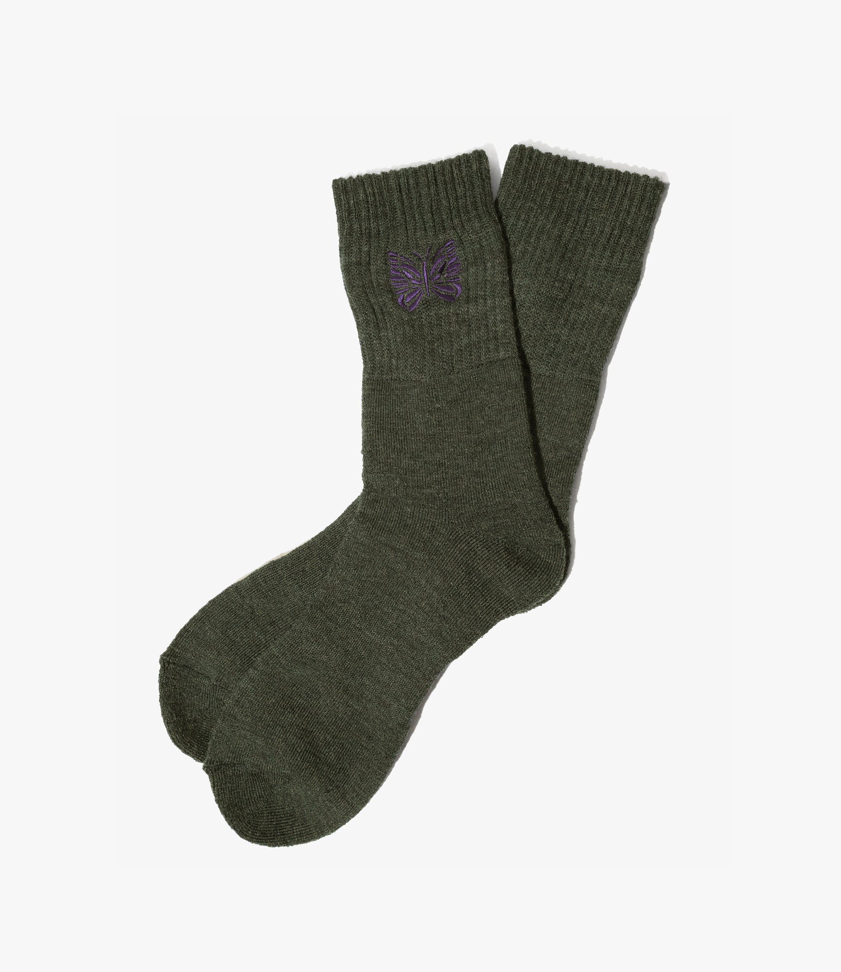 Ribbed Socks – Loden Green Shetland Wool