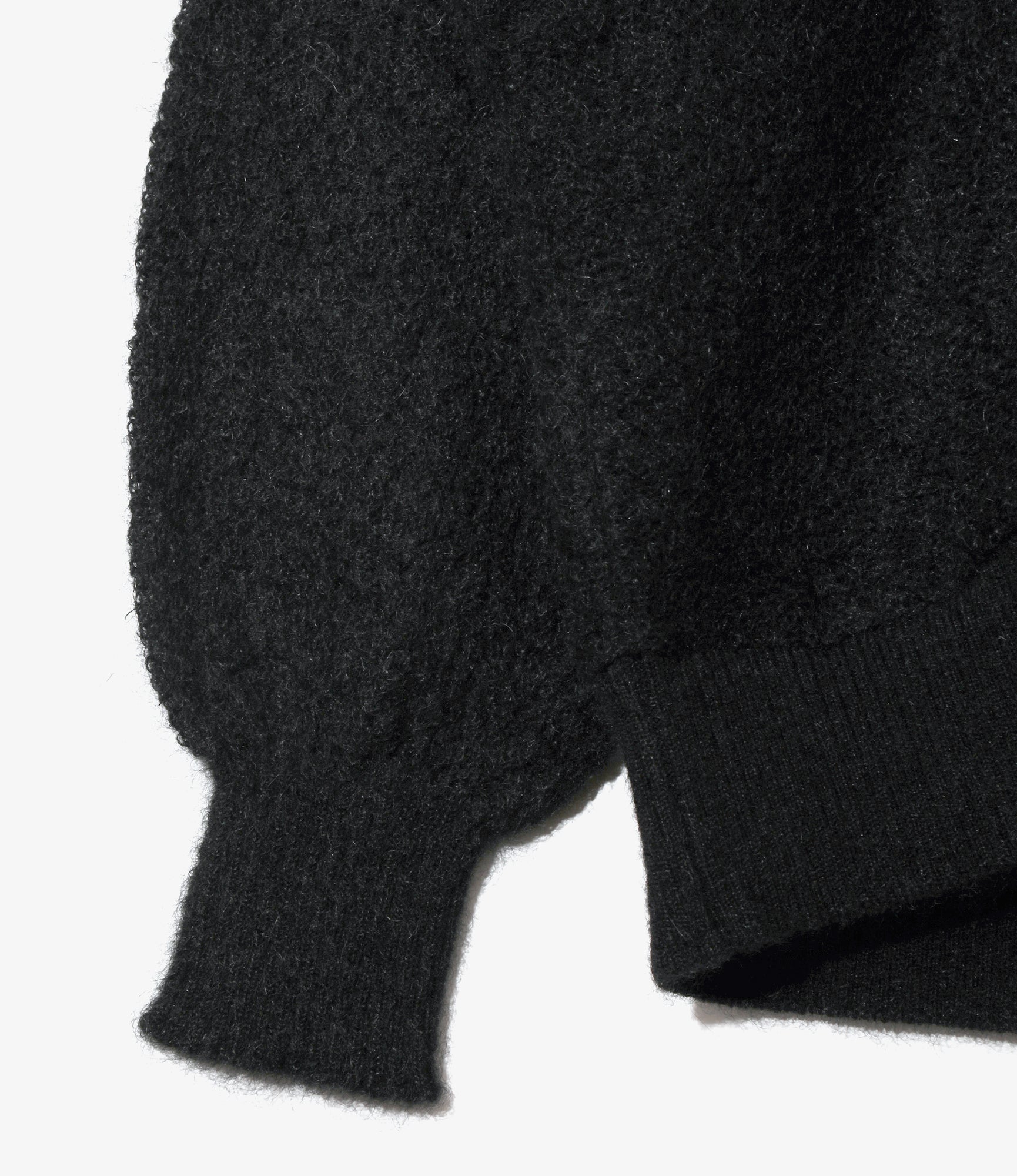 Round Collar Cardigan – Black Woven Crepe