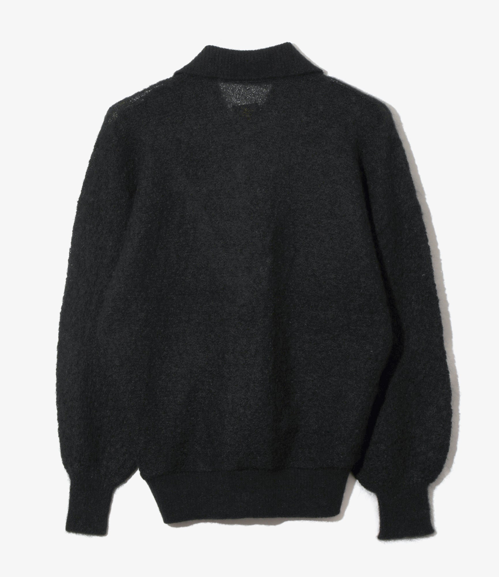 Round Collar Cardigan – Black Woven Crepe