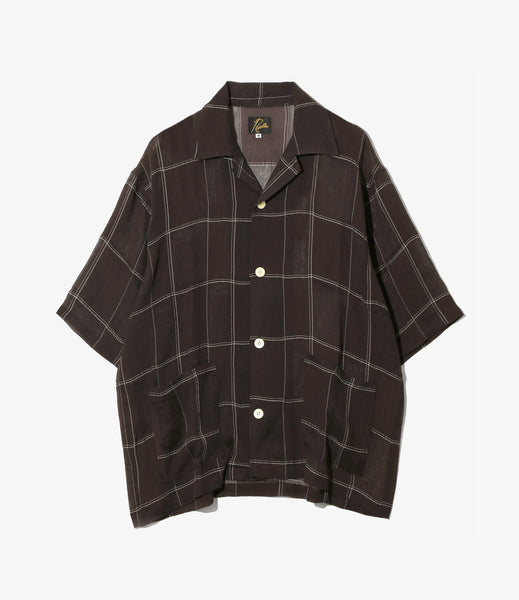 Cabana Short Sleeve Shirt – Brown Plaid Cupra Crepe | Needles