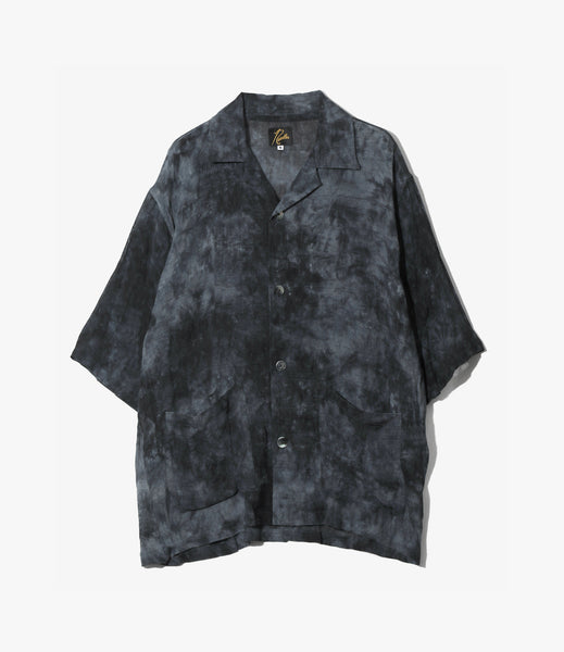 Cabana Short Sleeve Shirt – Charcoal Uneven Dyed Mesh | Needles