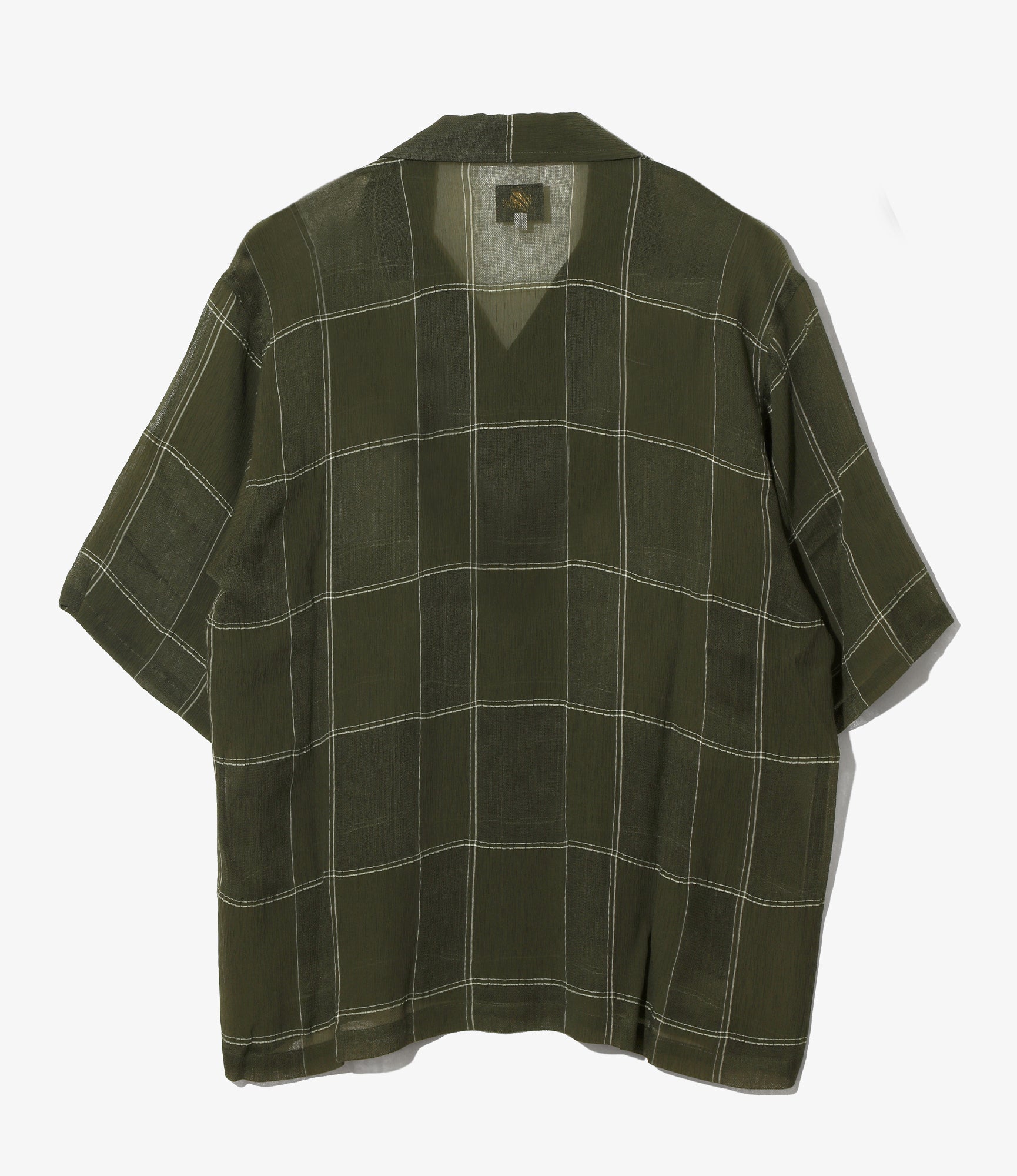 Cabana Short Sleeve Shirt – Olive Plaid Cupra Crepe | Needles