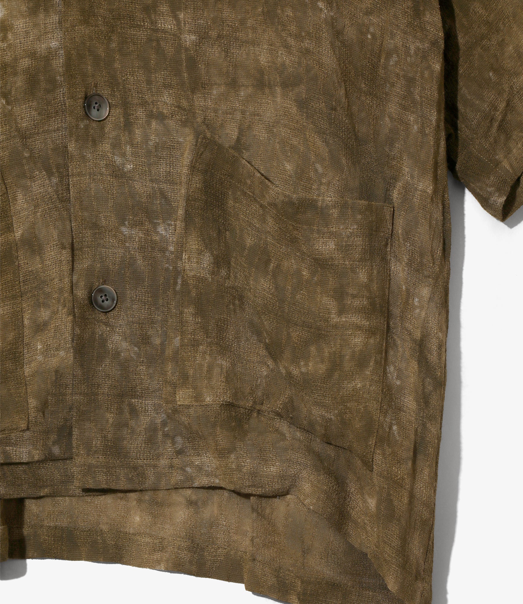 Cabana Short Sleeve Shirt – Olive Uneven Dyed Mesh