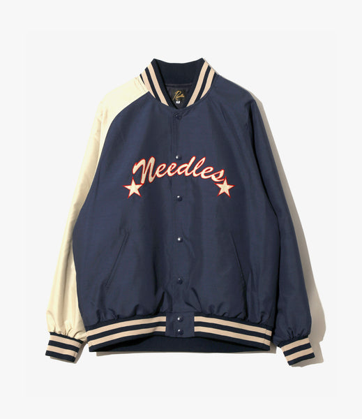 NEKOMATA STADIUM JACKET/ネコマタ スタジャン Stadium Jacket – Navy Shantung | Needles | Nepenthes London