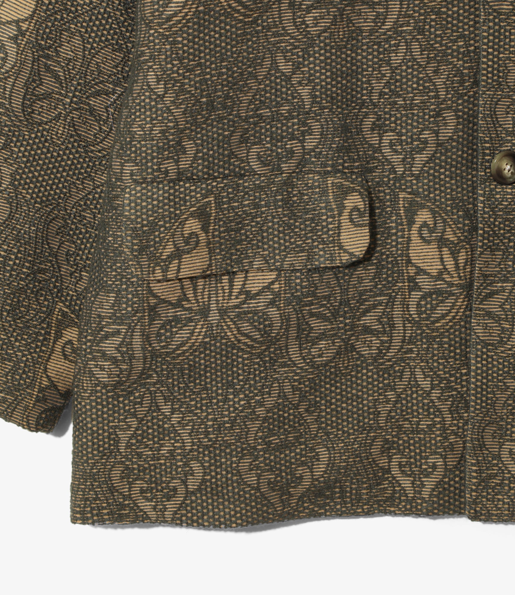 Stand Collar Jacket – Green Papillon Jacquard