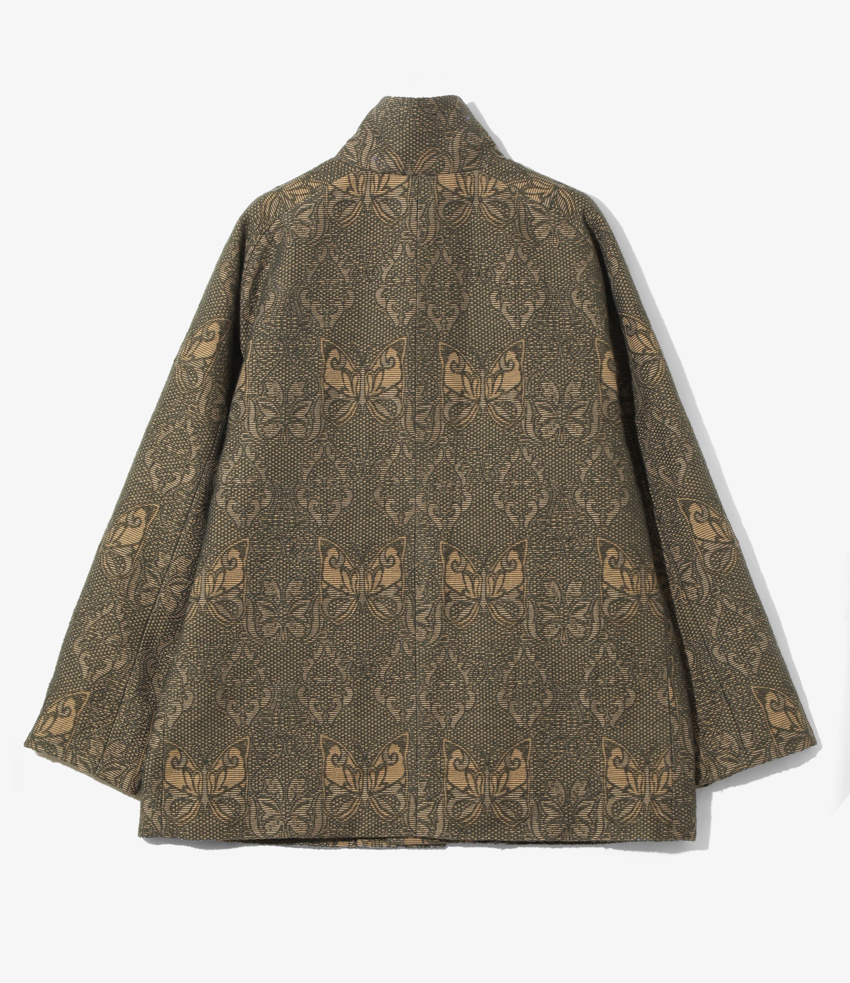 Stand Collar Jacket – Green Papillon Jacquard