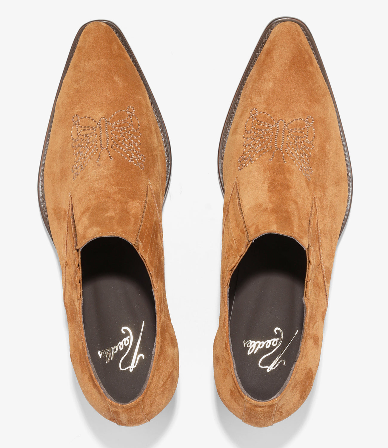 Papillon Stitched Cowboy Shoe – Brown Suede