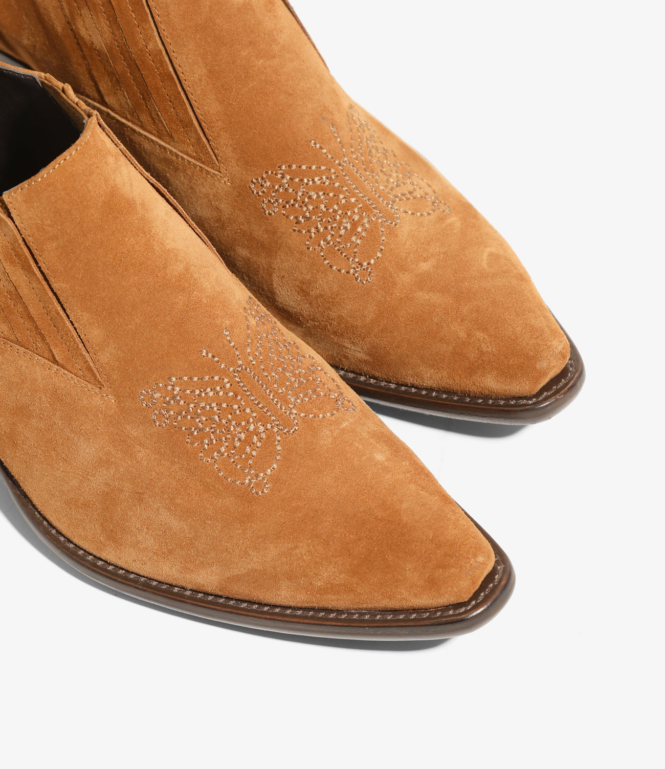 Papillon Stitched Cowboy Shoe – Brown Suede