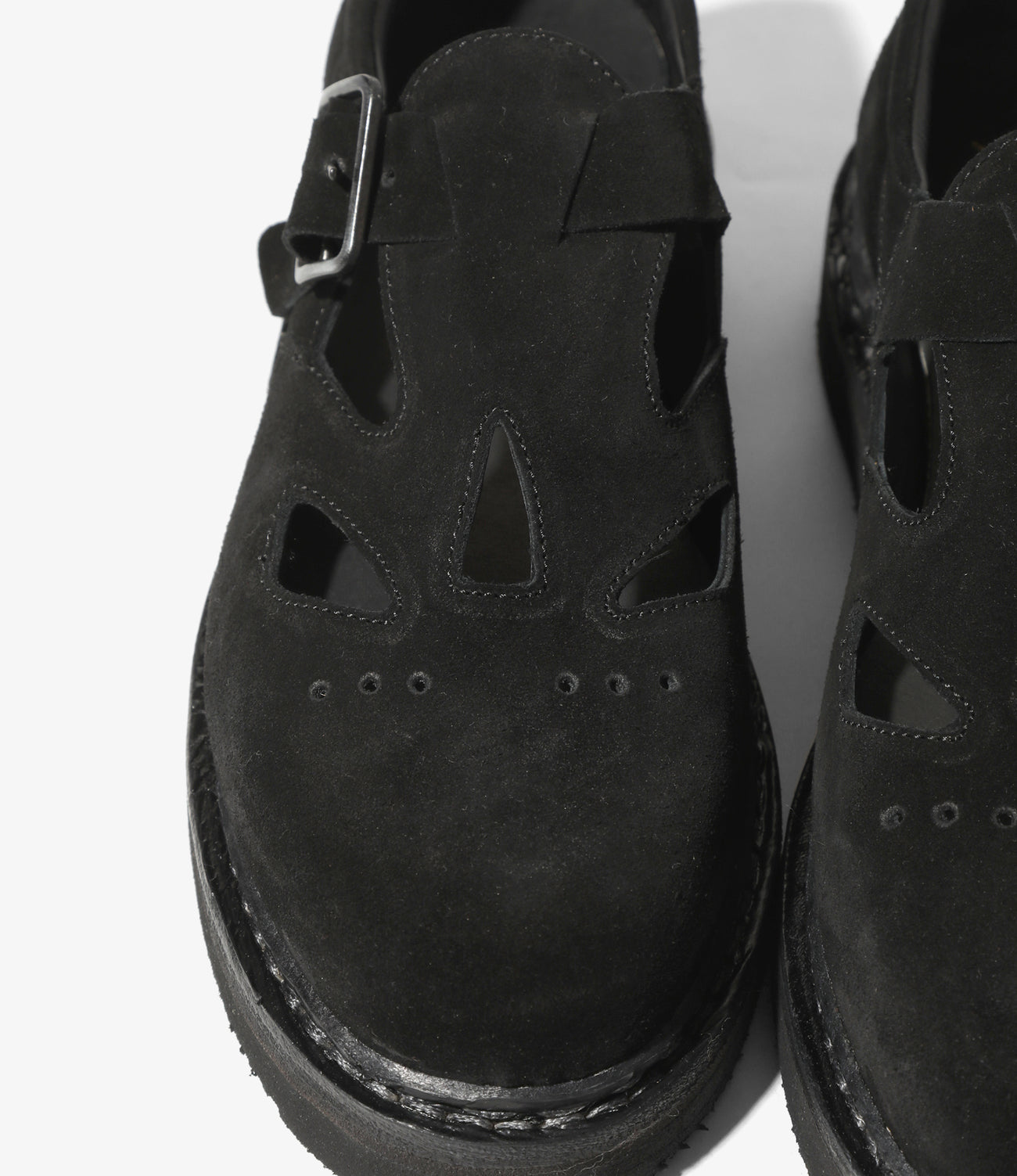 Strapped Oxford Shoes – Black Suede