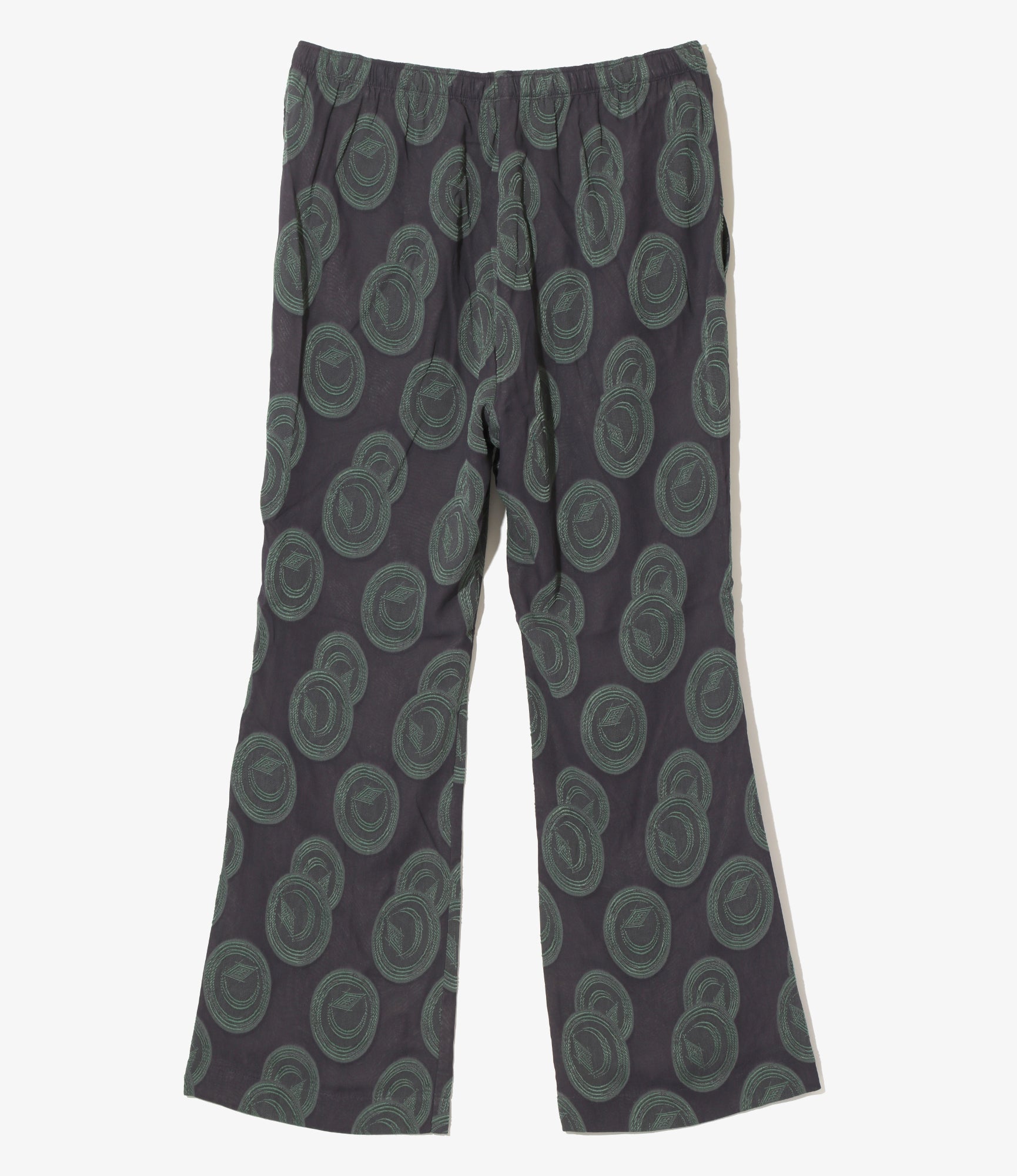 String Boot-Cut Pant – Purple/Green Ring Cut Jacquard Rayon