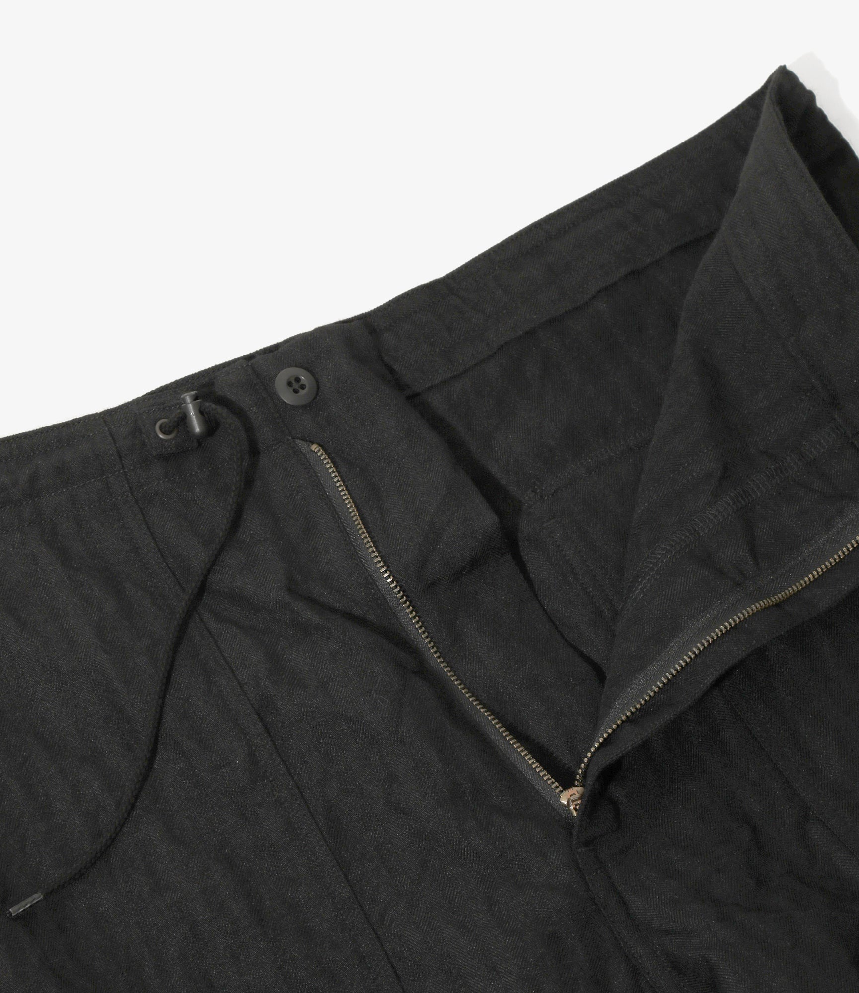 String Fatigue Pant – Black Herringbone Wool/Linen