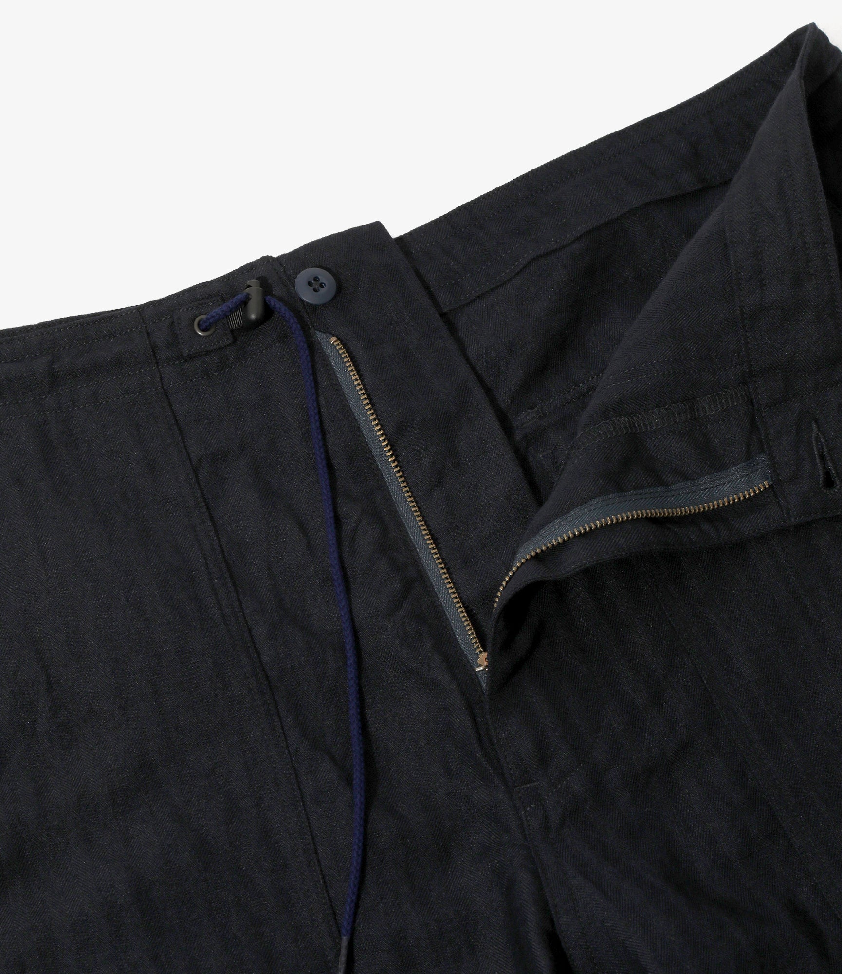 String Fatigue Pant – Navy Herringbone Wool/Linen