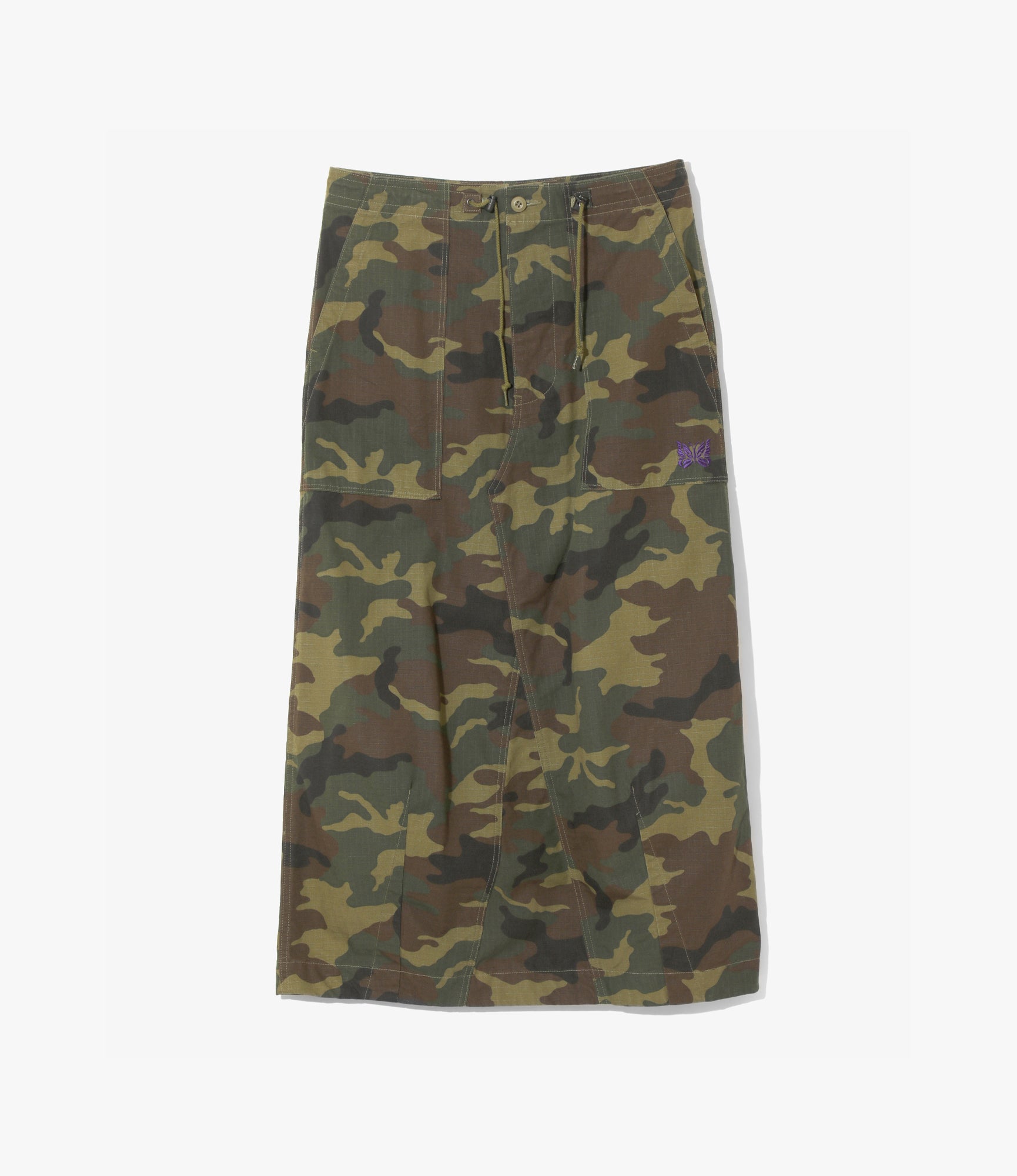 String Fatigue Skirt – Woodland Camo Ripstop Cotton