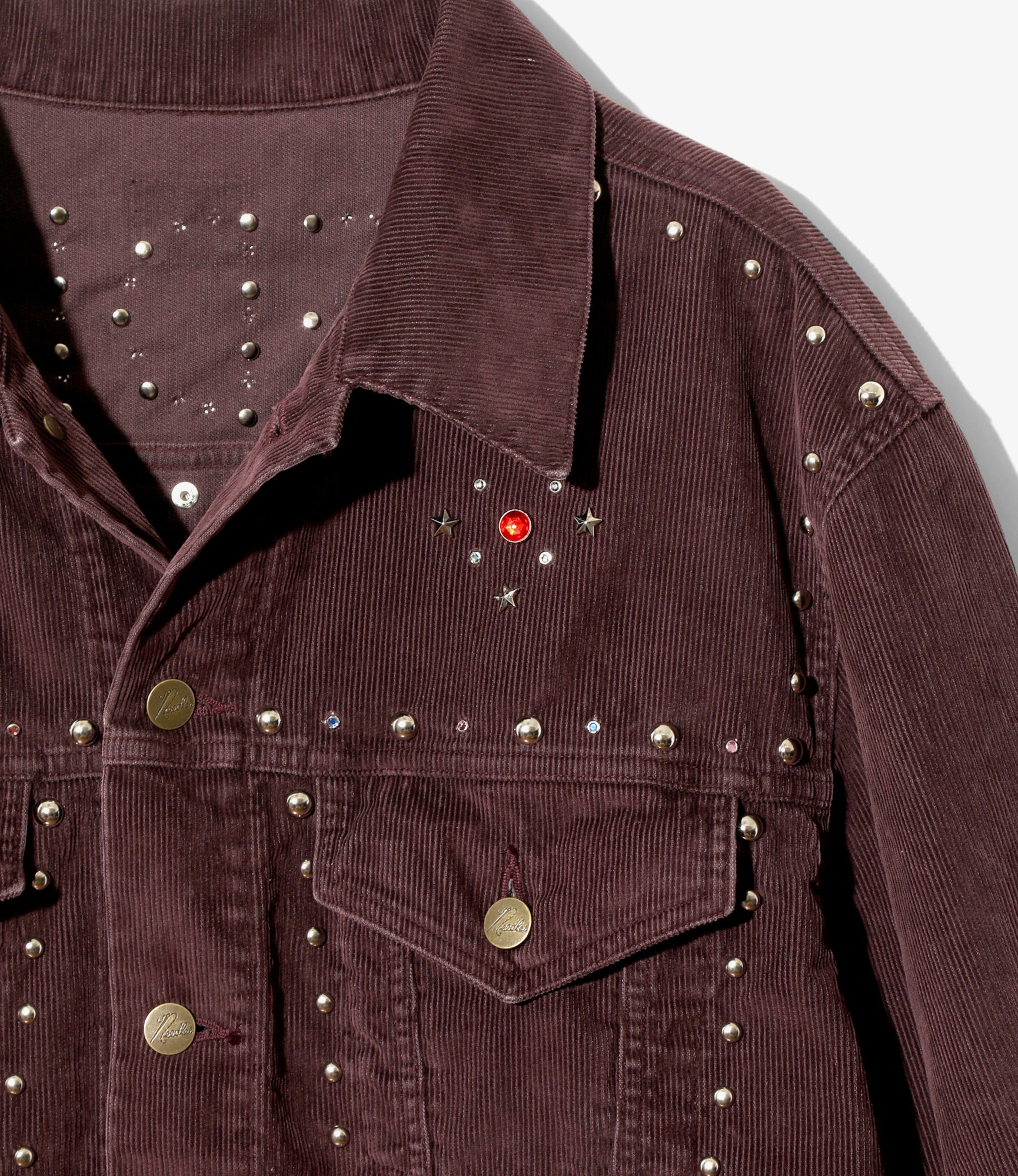 Studded Jean Jacket – Burgundy 14W Corduroy