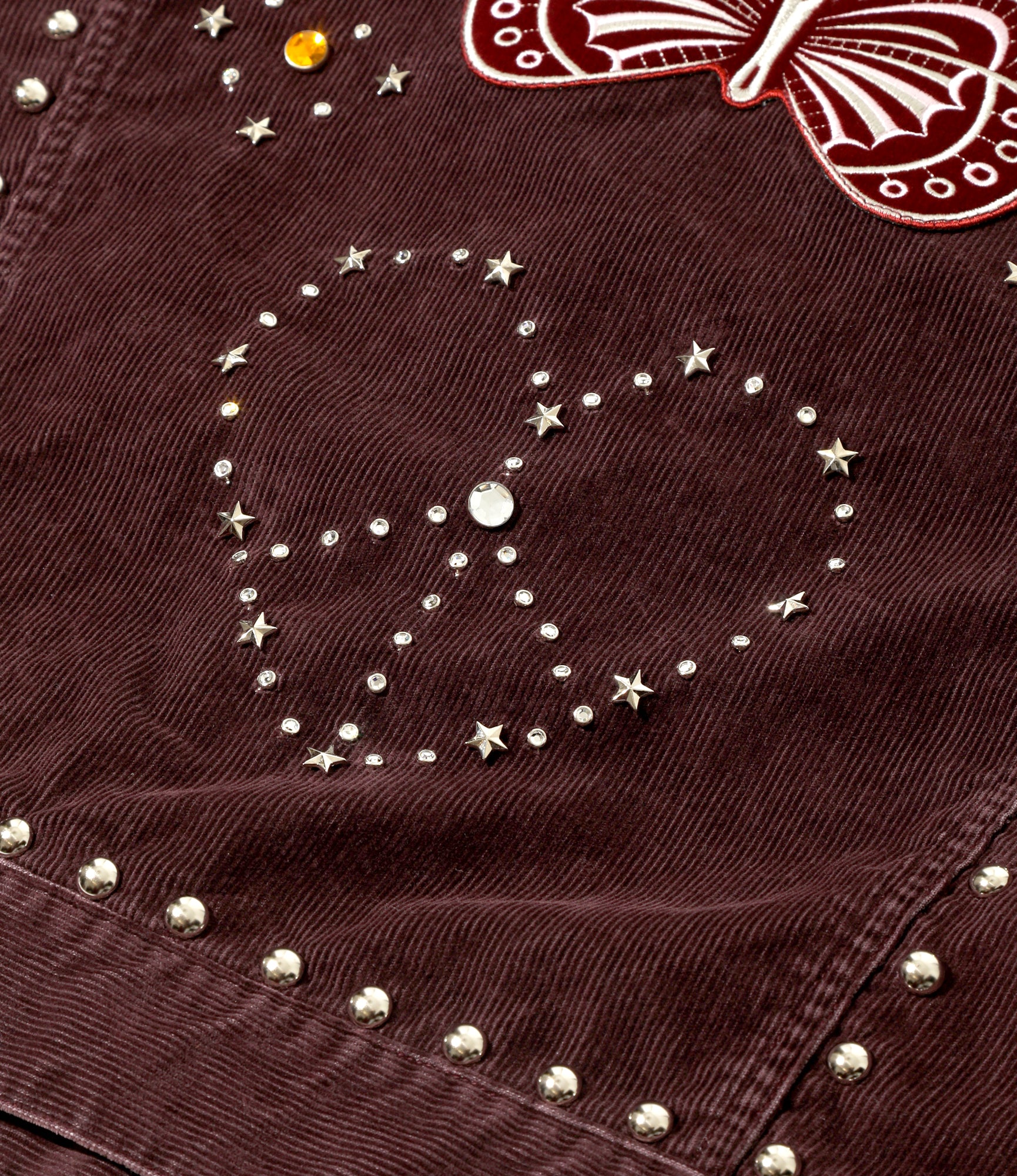 Studded Jean Jacket – Burgundy 14W Corduroy