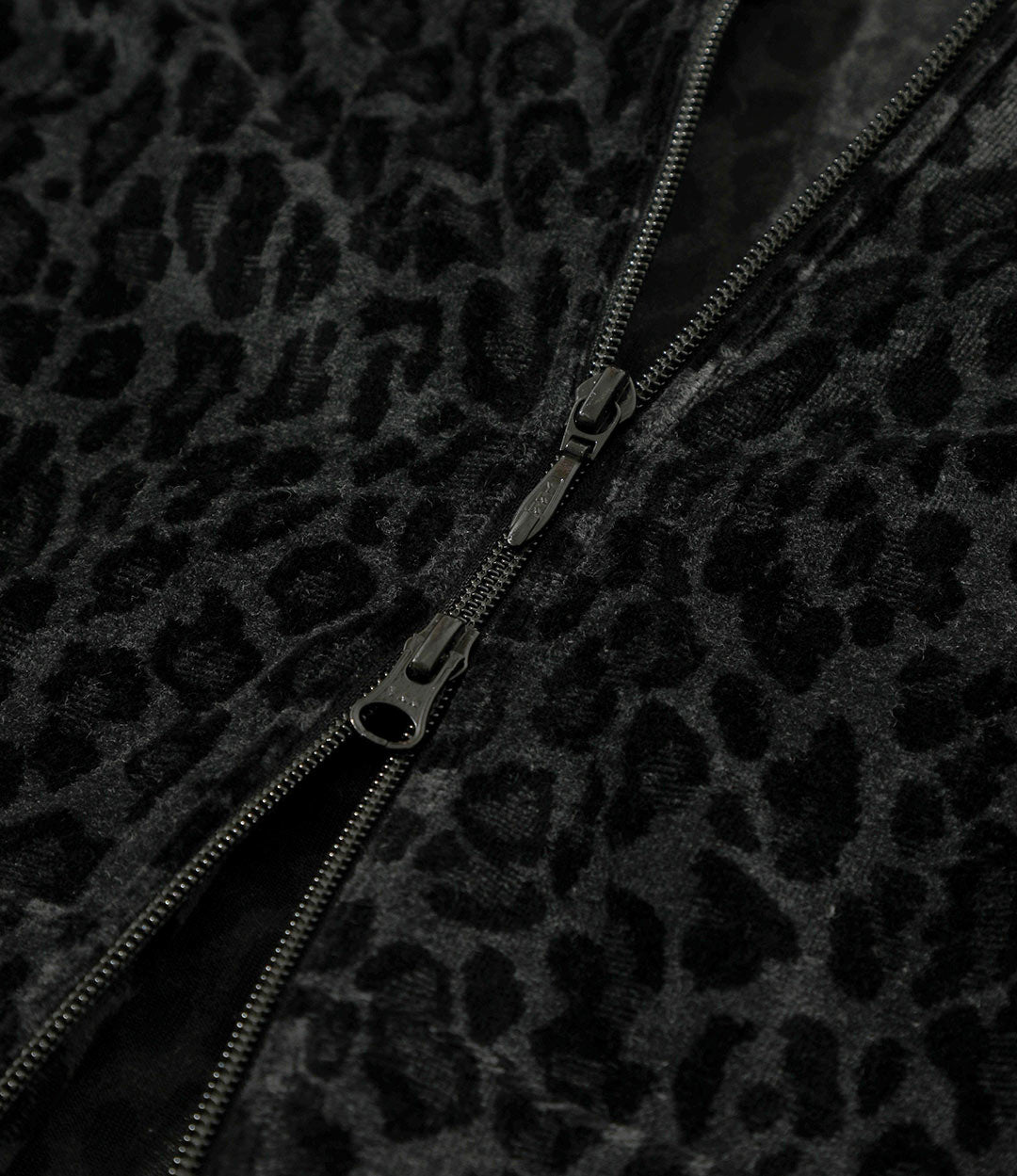 Zipped Track Hoodie – Black Leopard Velour