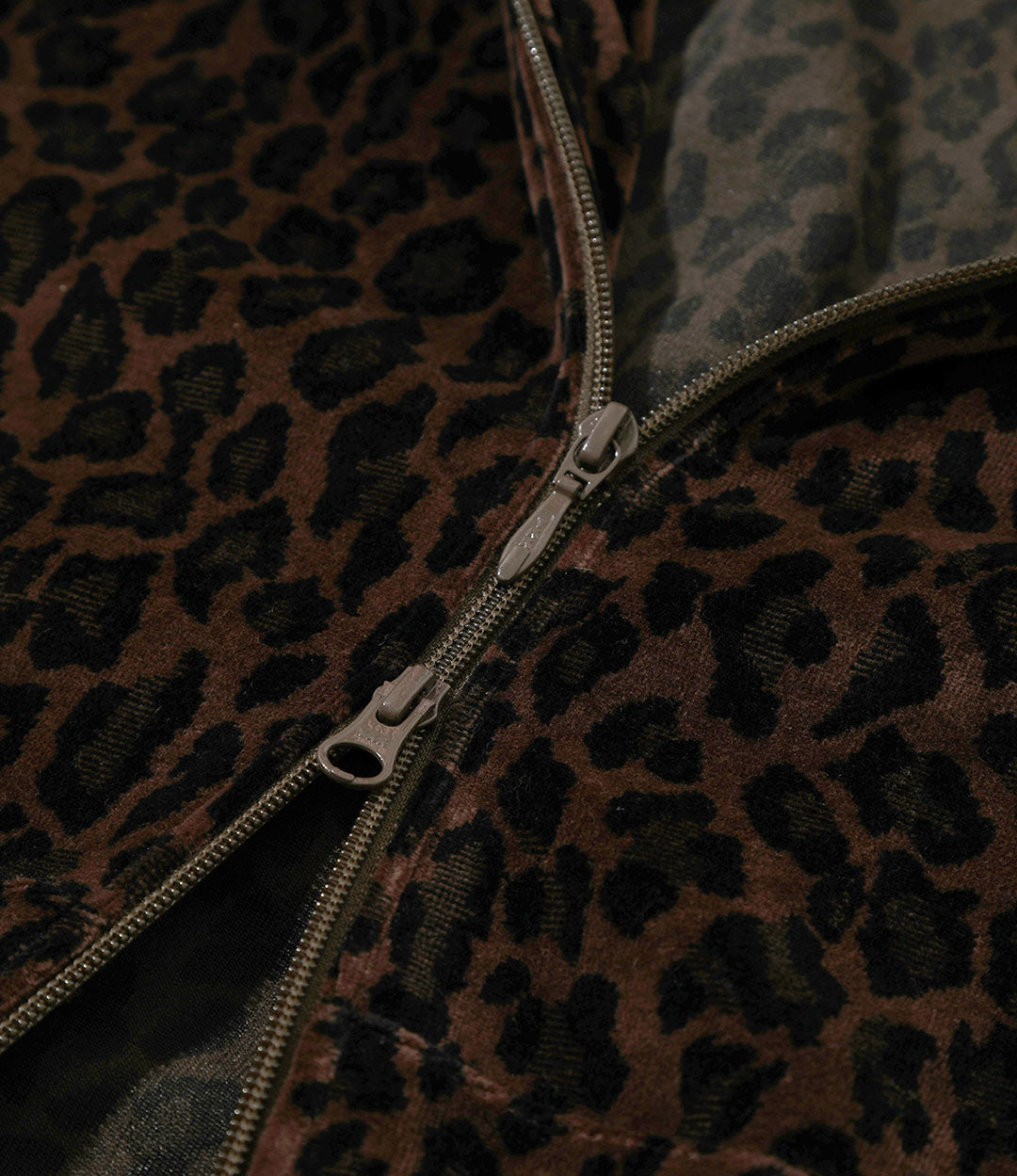 Zipped Track Hoodie – Brown Leopard Velour