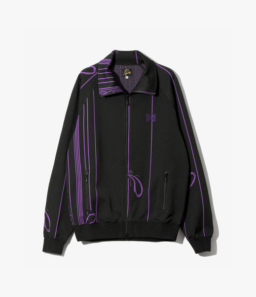 Needles 黒紫ストライプ フルジップジャージ Needles-Track-Jacket-Black-