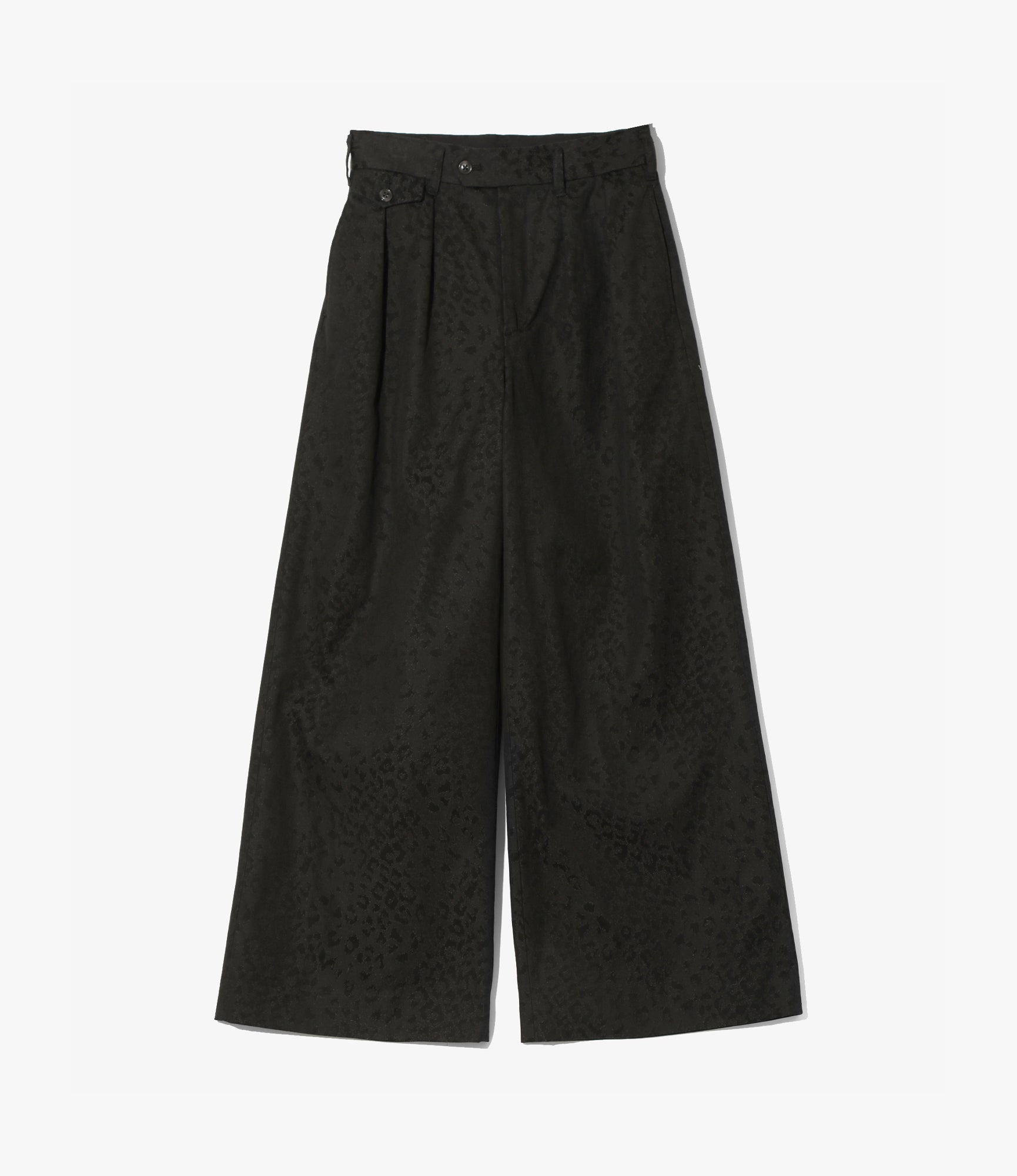 Tucked Baggy Pant – Black Leopard Print Jacquard Cotton