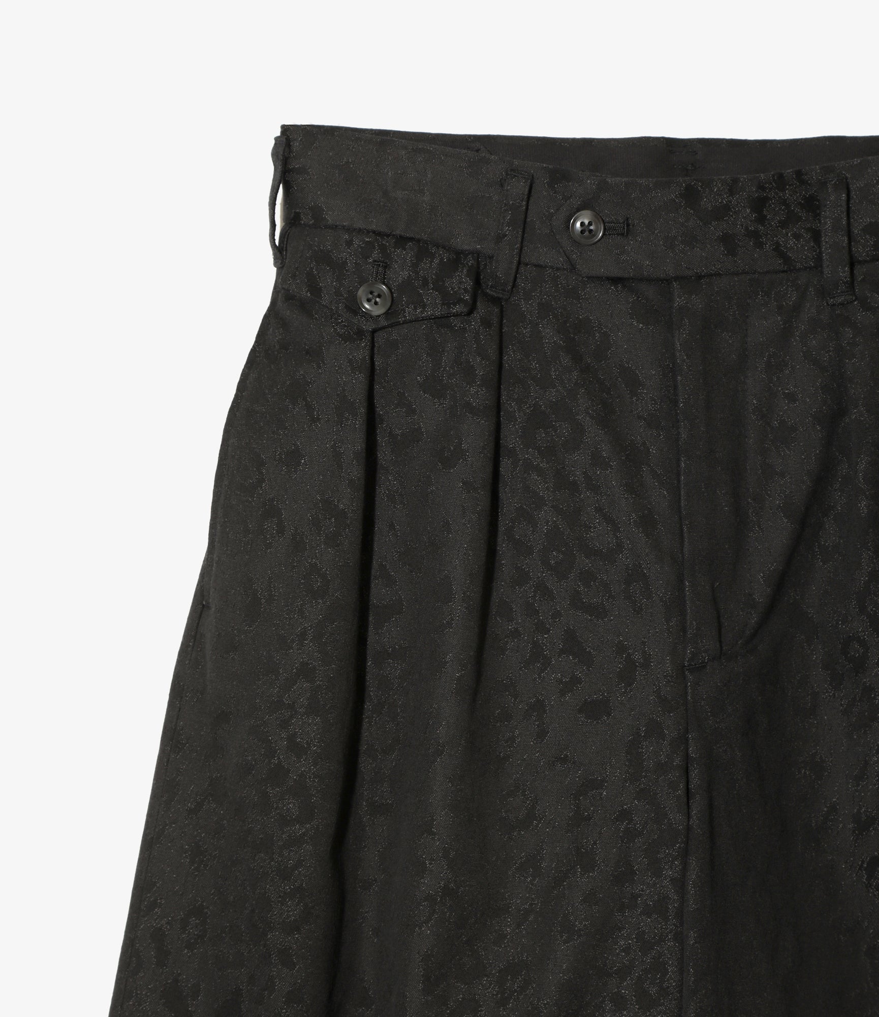 Tucked Baggy Pant – Black Leopard Print Jacquard Cotton