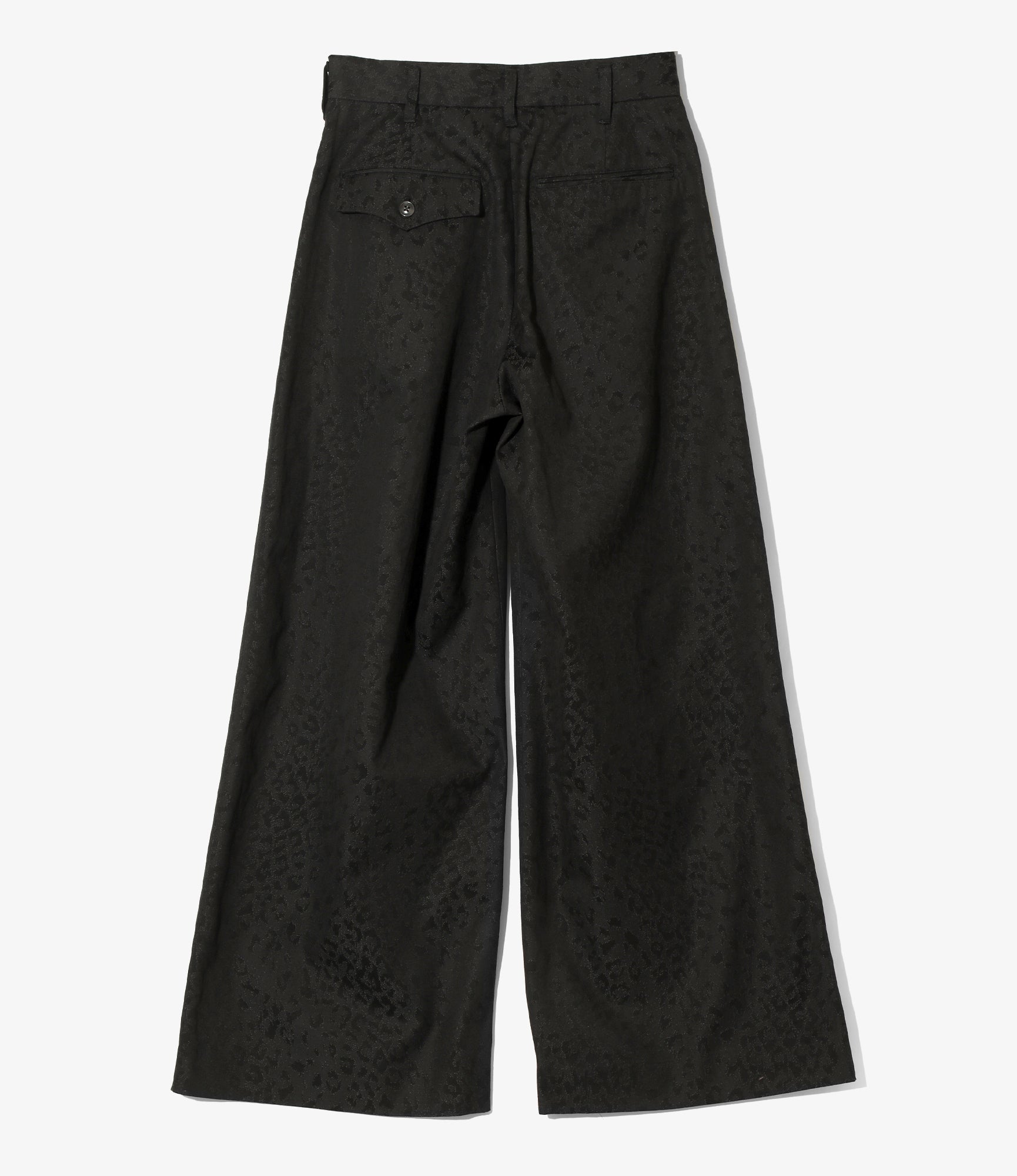 Tucked Baggy Pant – Black Leopard Print Jacquard Cotton