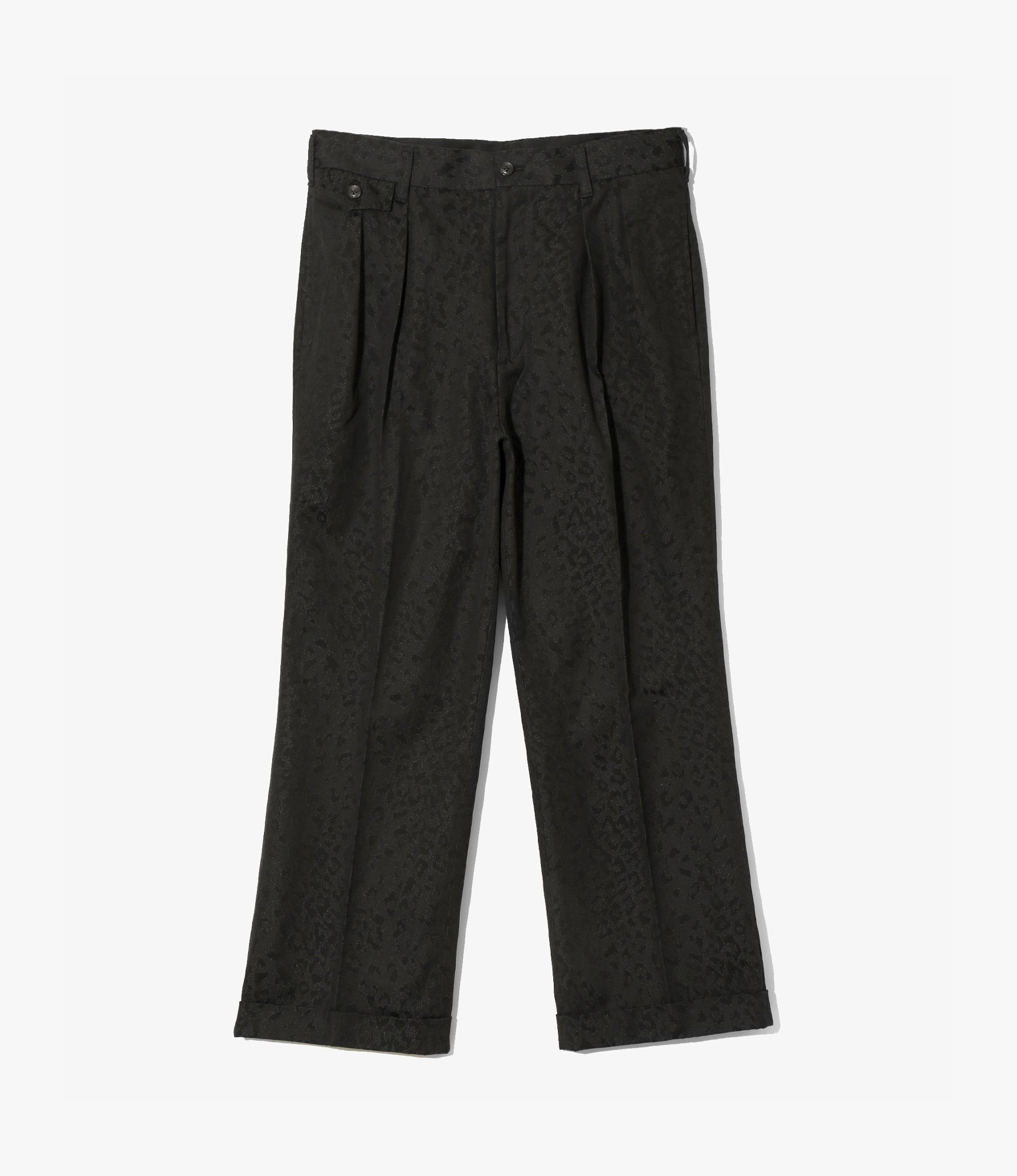 Tucked Trouser – Black Leopard Print Jacquard Cotton