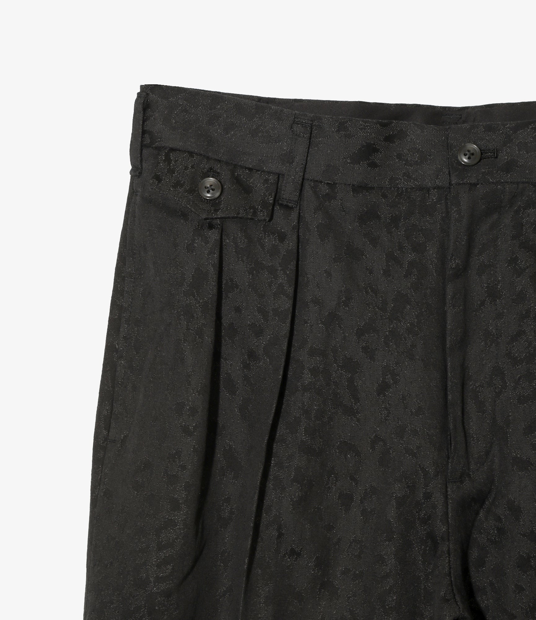 Tucked Trouser – Black Leopard Print Jacquard Cotton