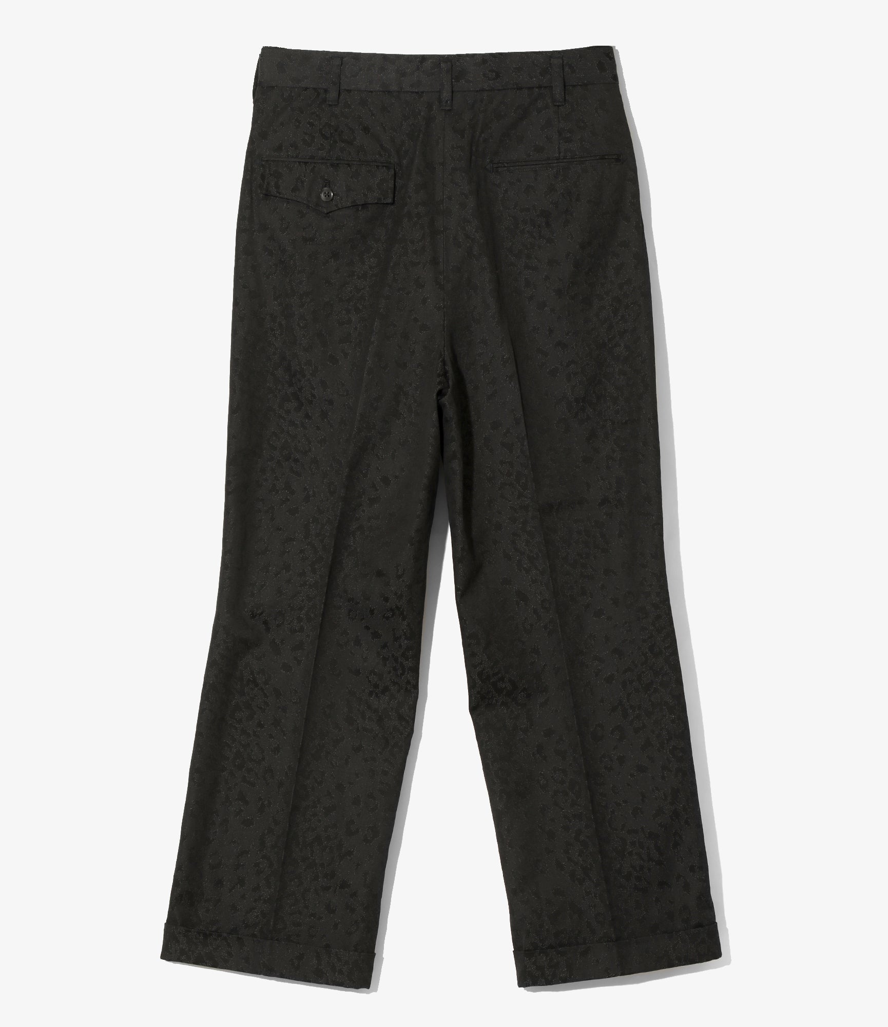 Tucked Trouser – Black Leopard Print Jacquard Cotton