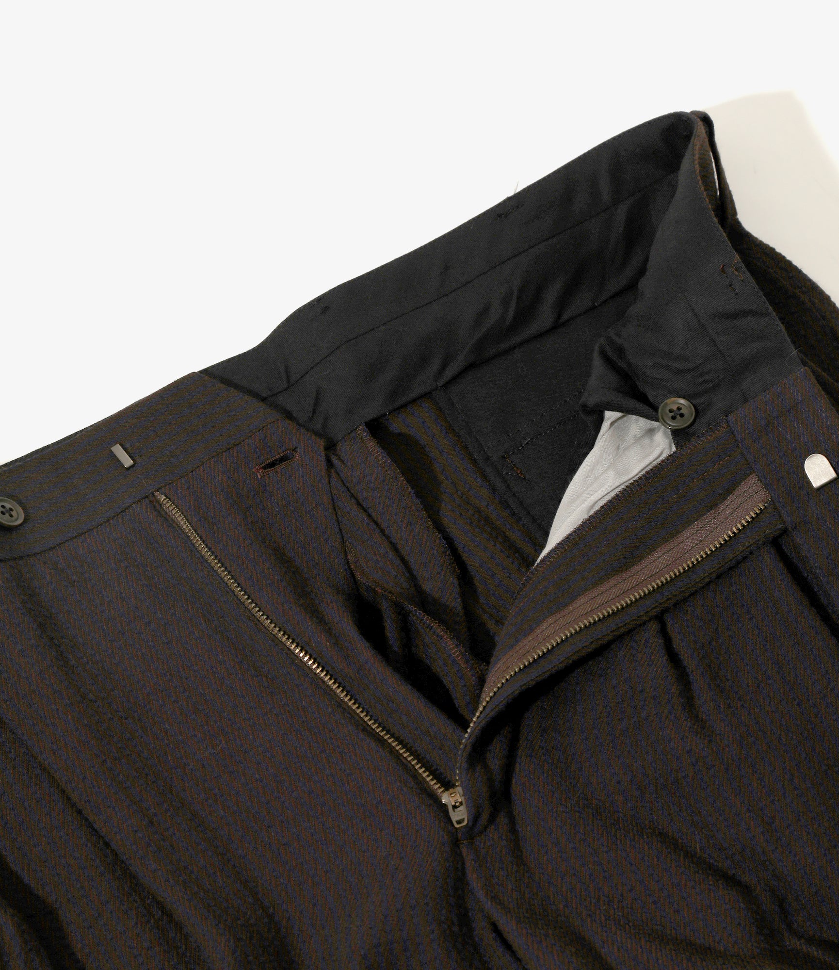 Two-Tuck Trouser – Brown/Purple Striped Kersey