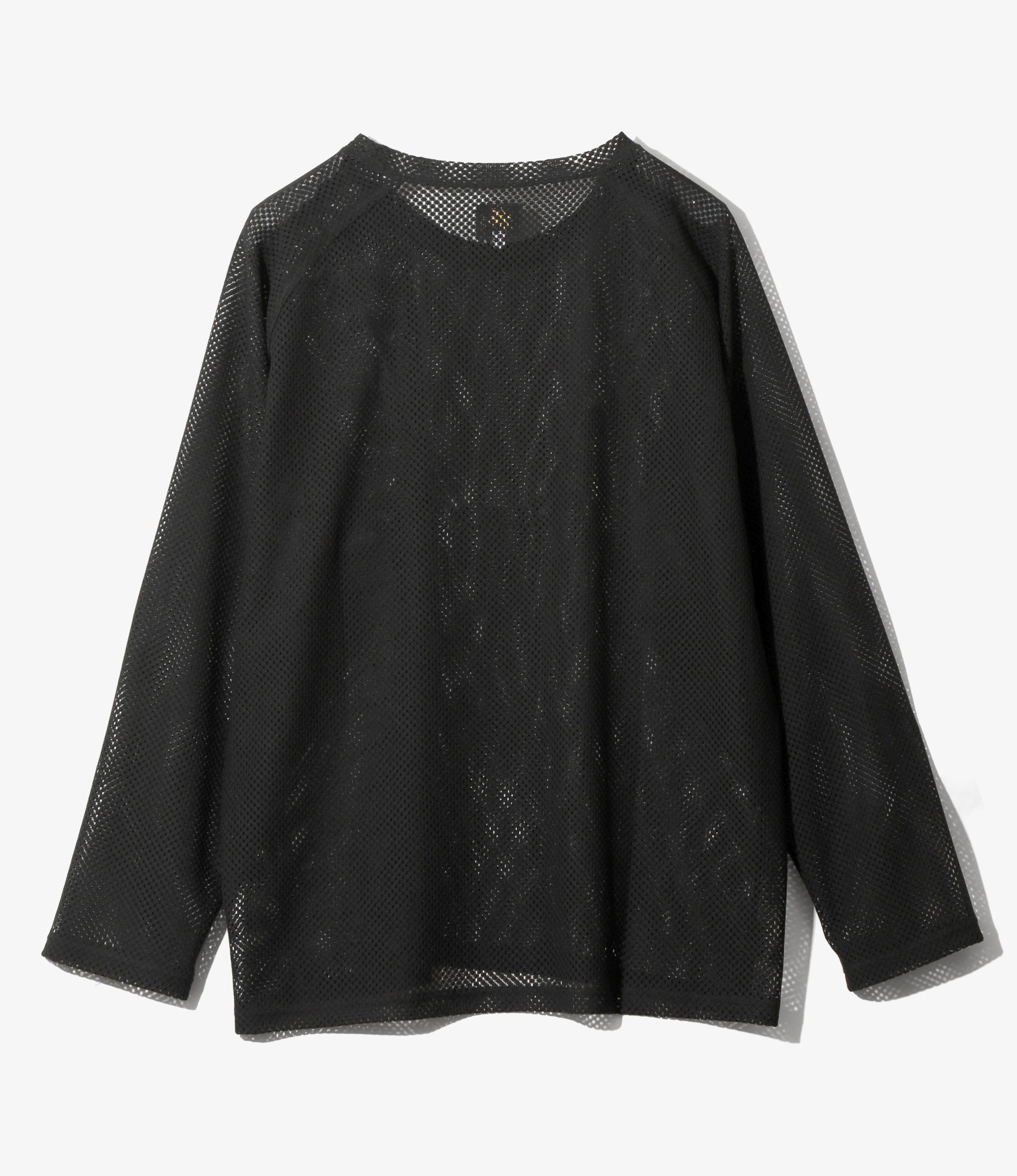 U-Neck Long Sleeve T-Shirt – Black Geometric Raschel Lace