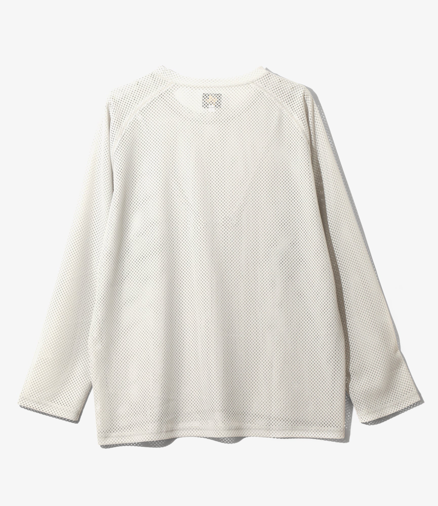 U-Neck Long Sleeve T-Shirt – Grey Geometric Raschel Lace