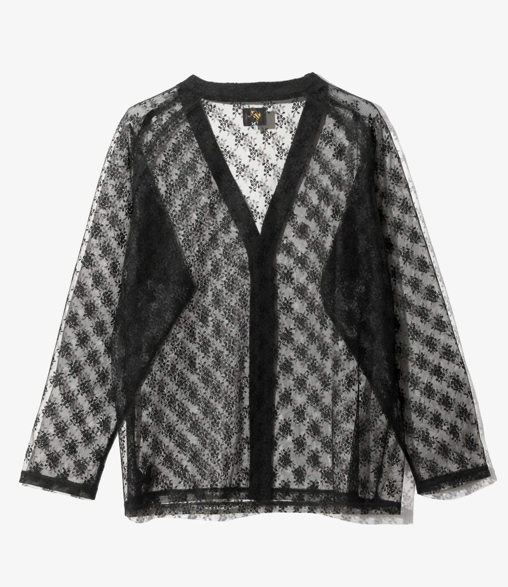 V-Neck Cardigan – Black Floral Raschel Lace