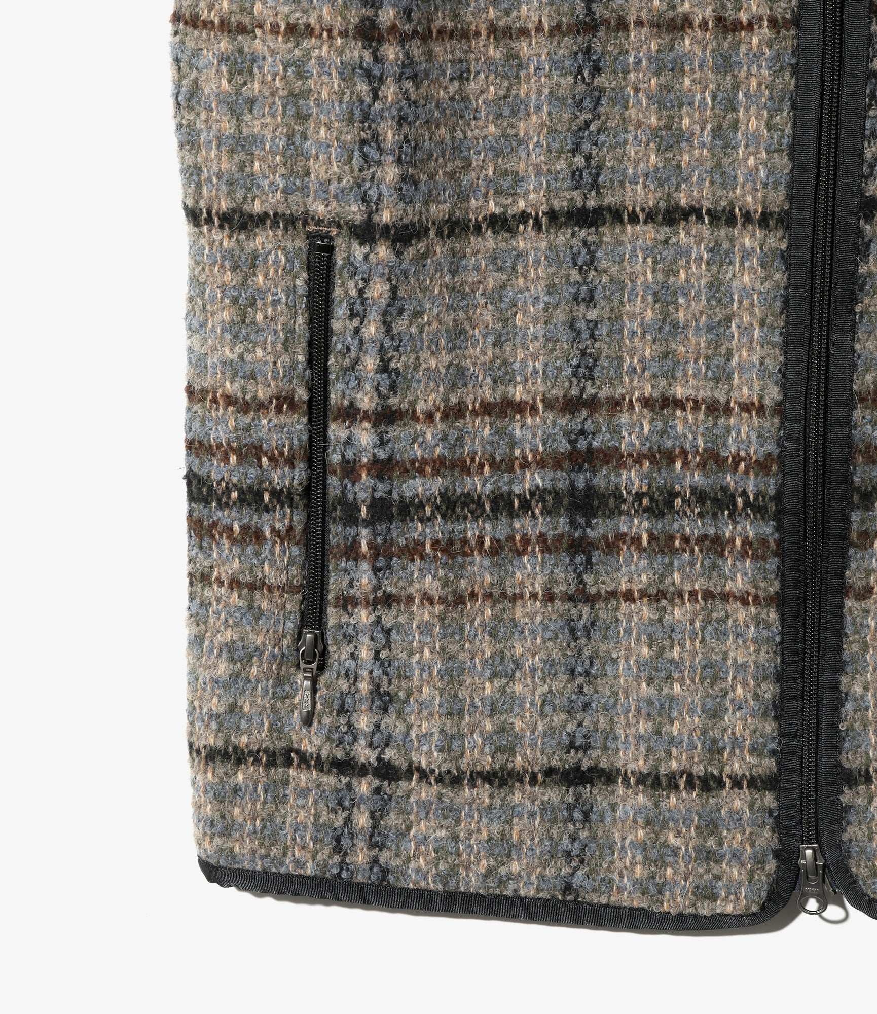 Warm Up Piping Vest – Sax/Brown/Grey Tweed