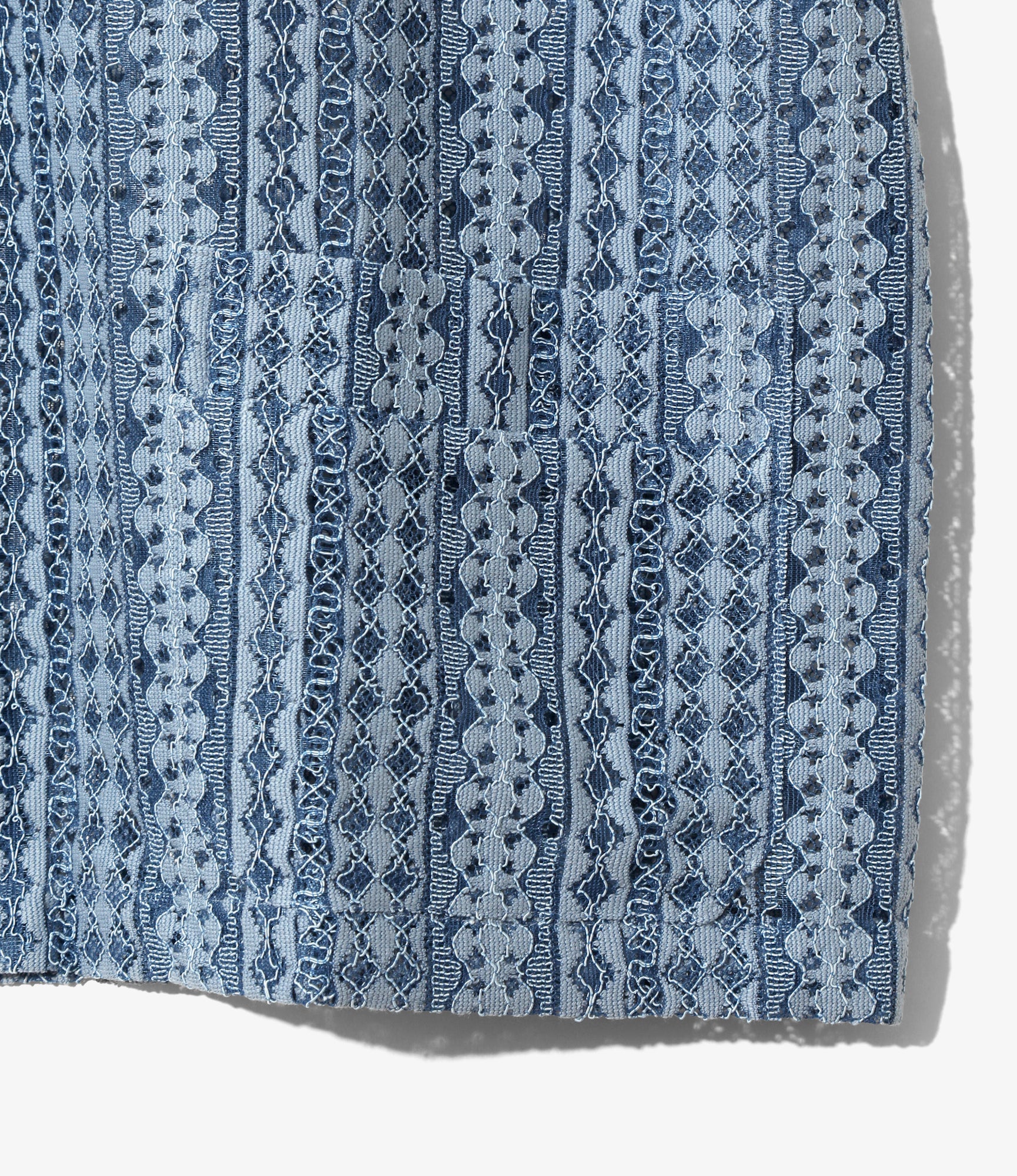 Widespread Collar Short Sleeve Shirt – Blue Raschel Lace
