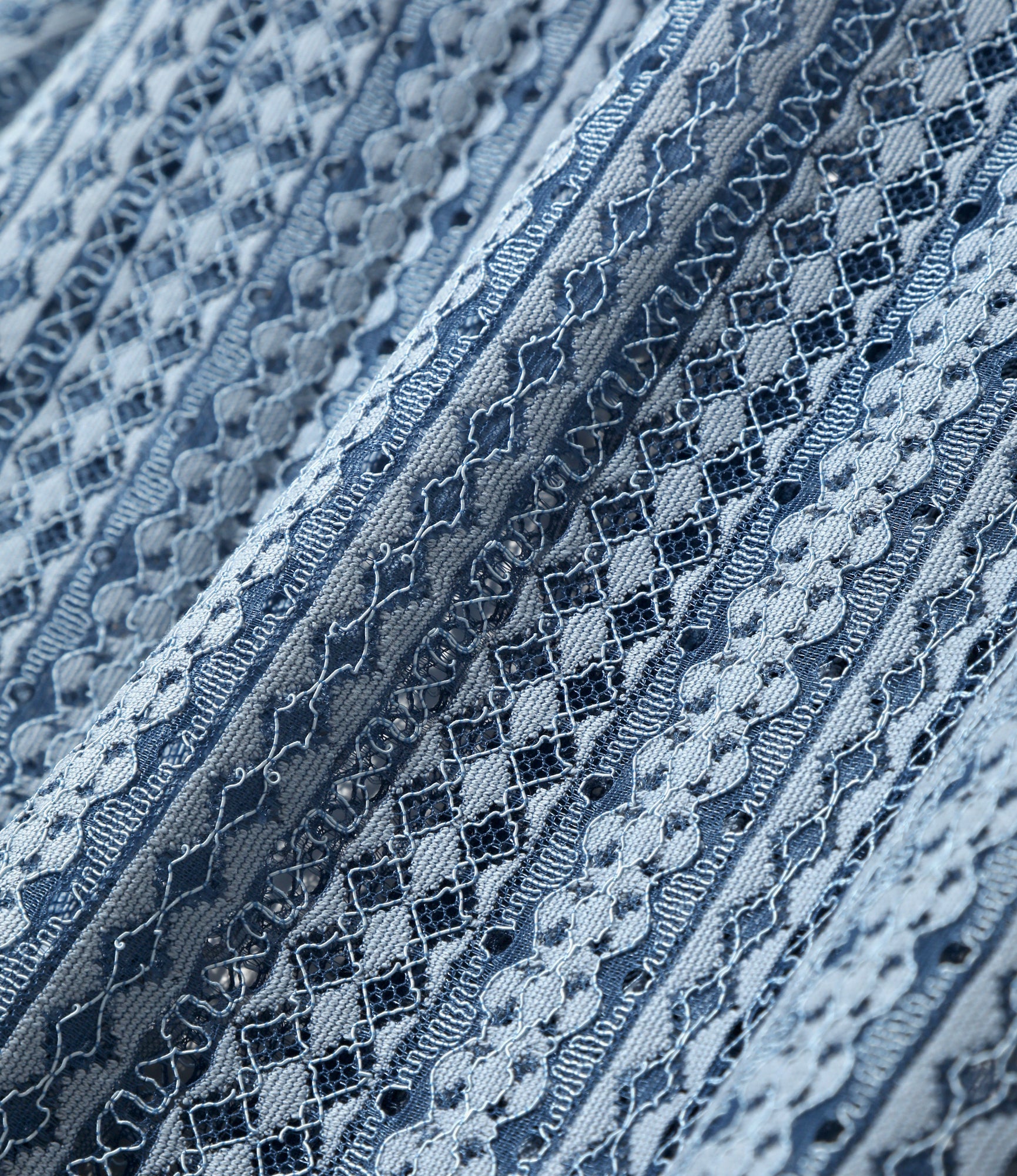 Widespread Collar Short Sleeve Shirt – Blue Raschel Lace