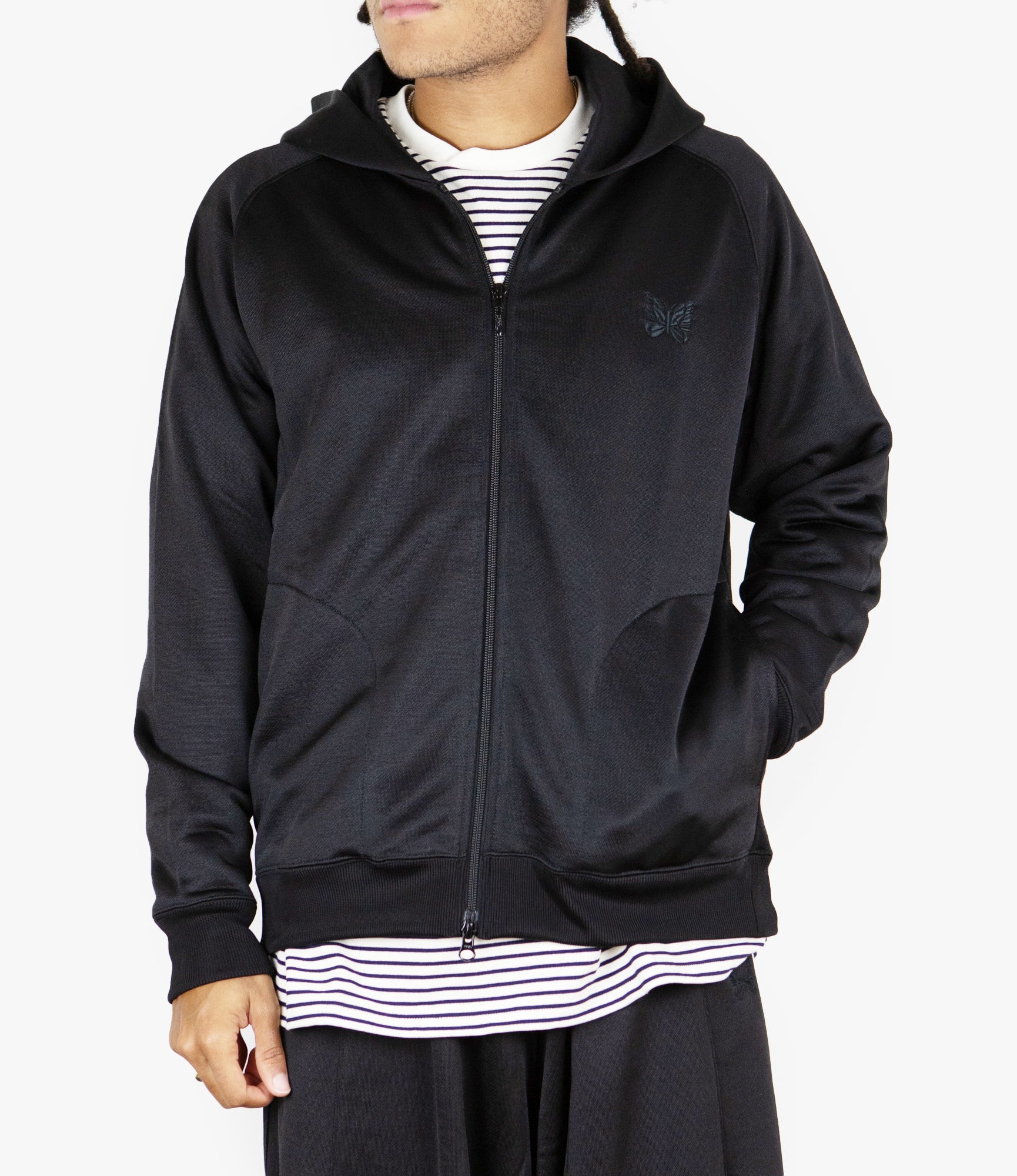 Zipped Hoodie – Black Bright Jersey