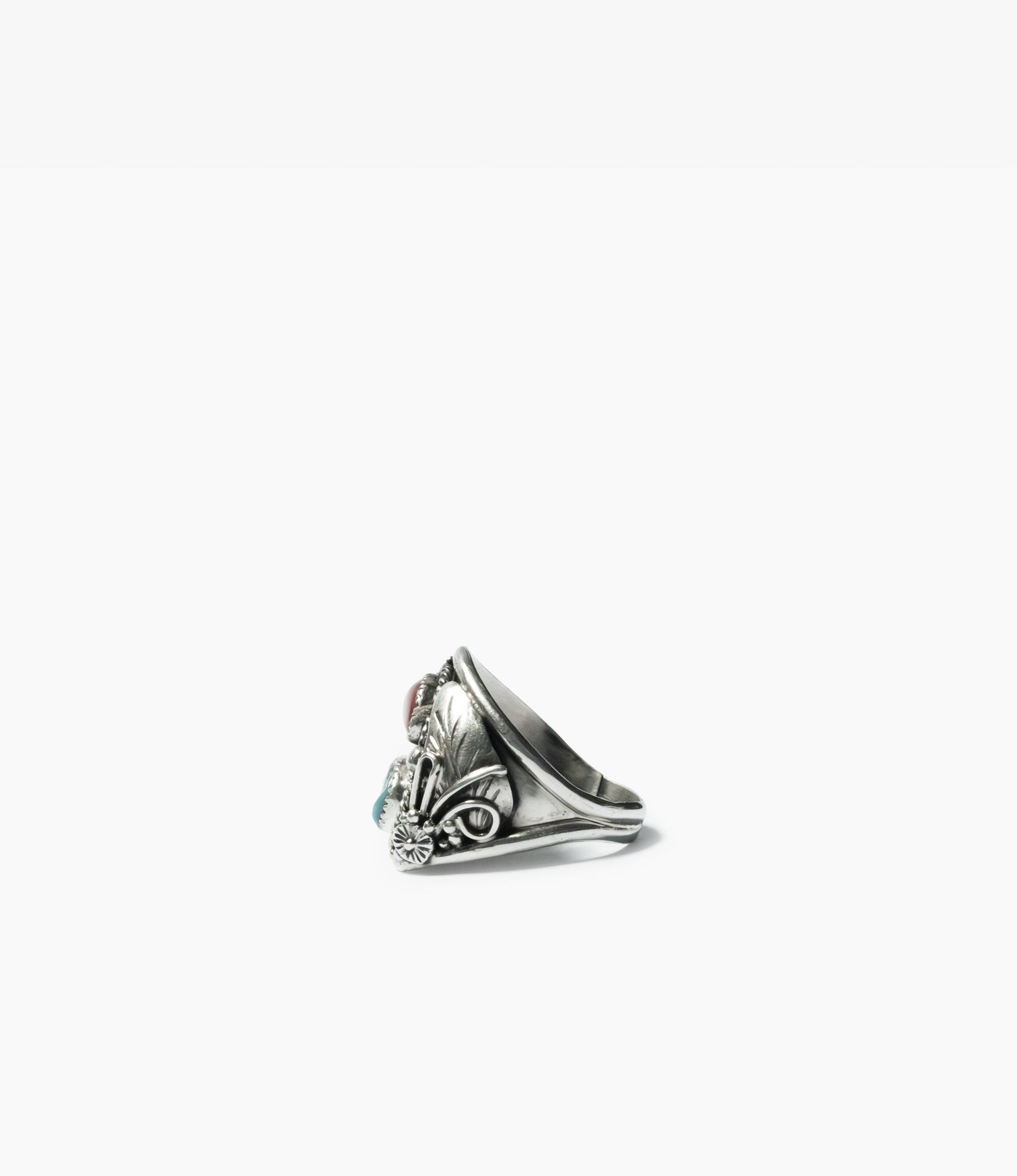 Navajo Twin Stone Ring – Turquoise/Coral
