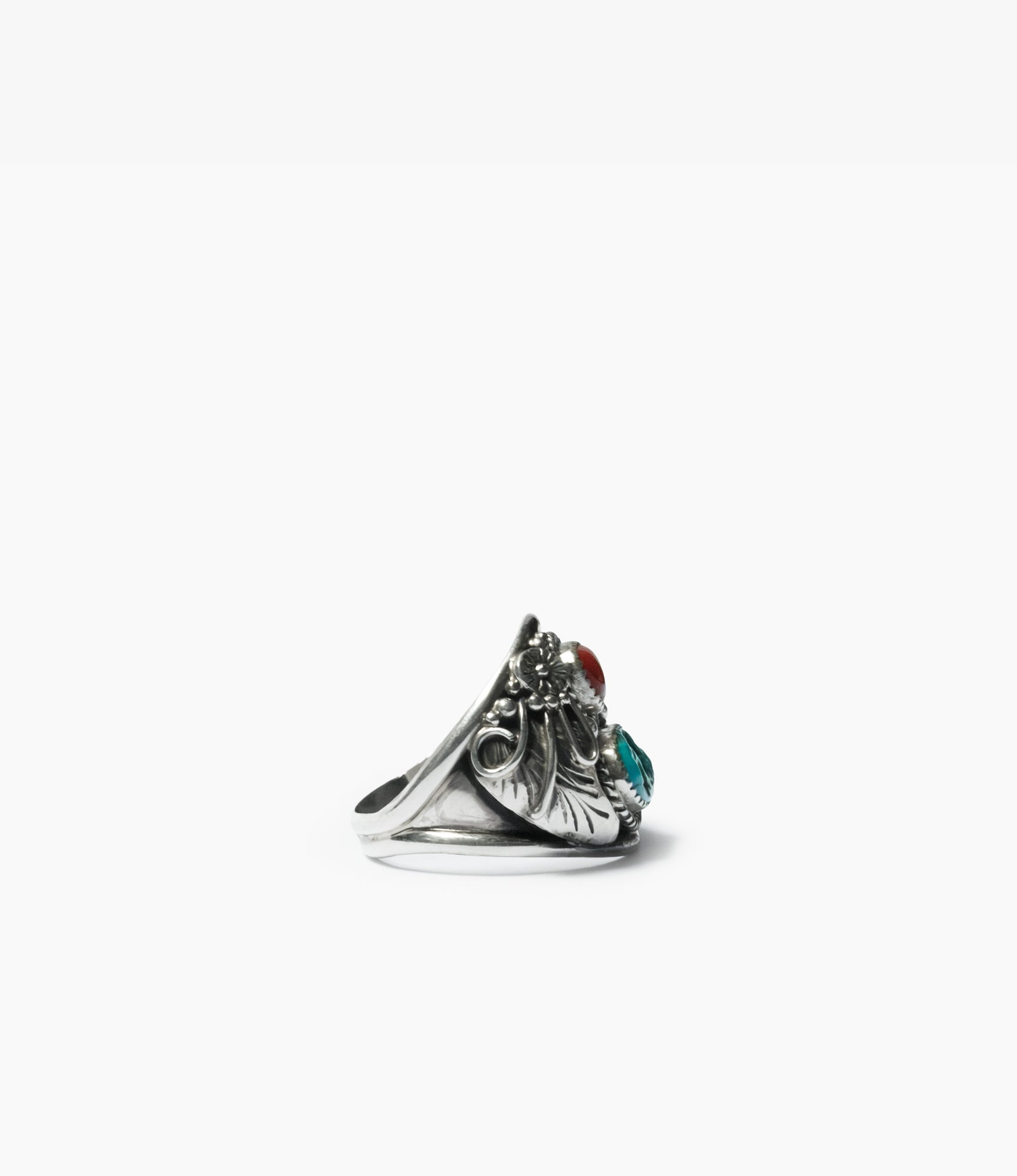 Navajo Twin Stone Ring – Turquoise/Coral