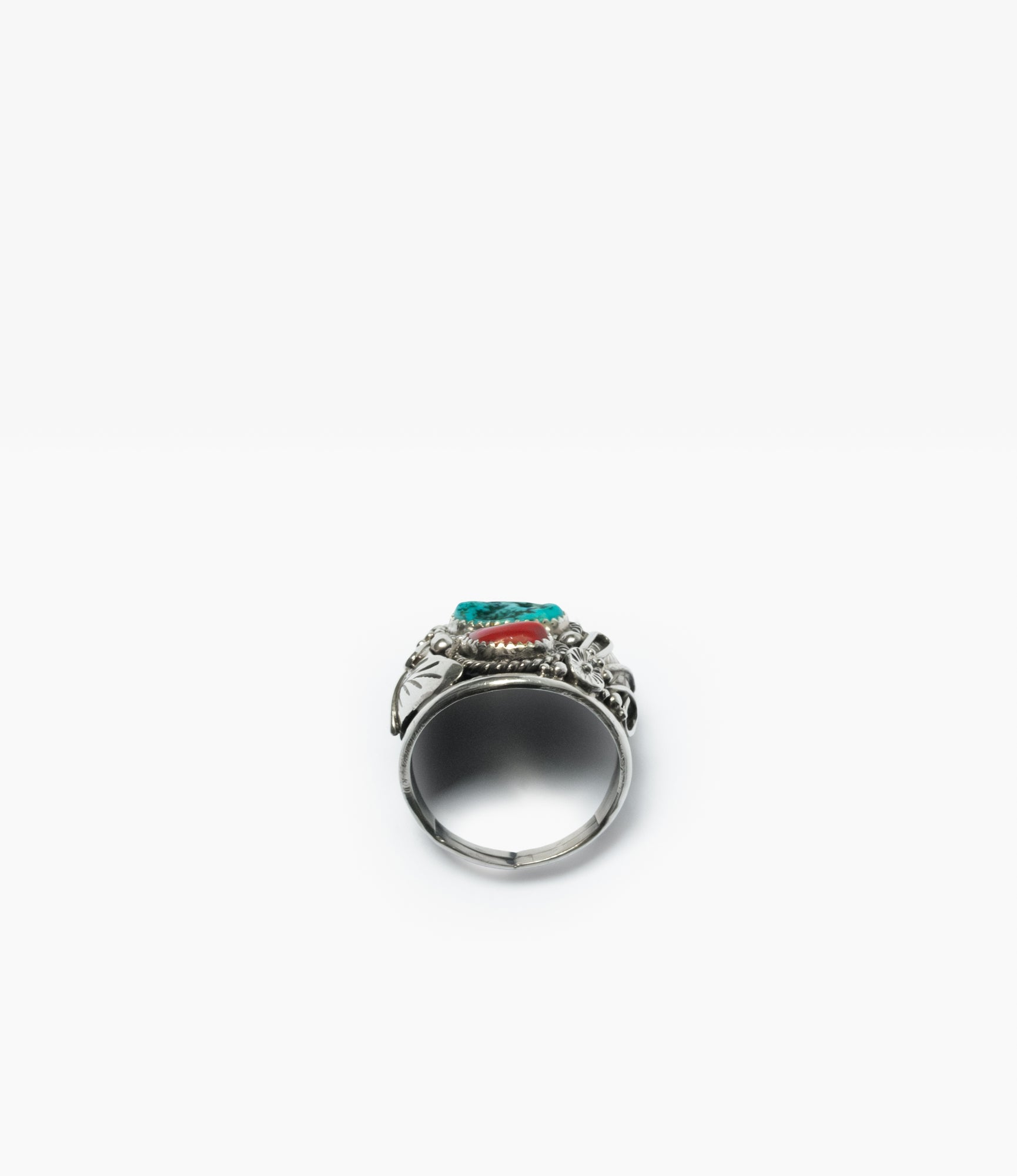 Navajo Twin Stone Ring – Turquoise/Coral
