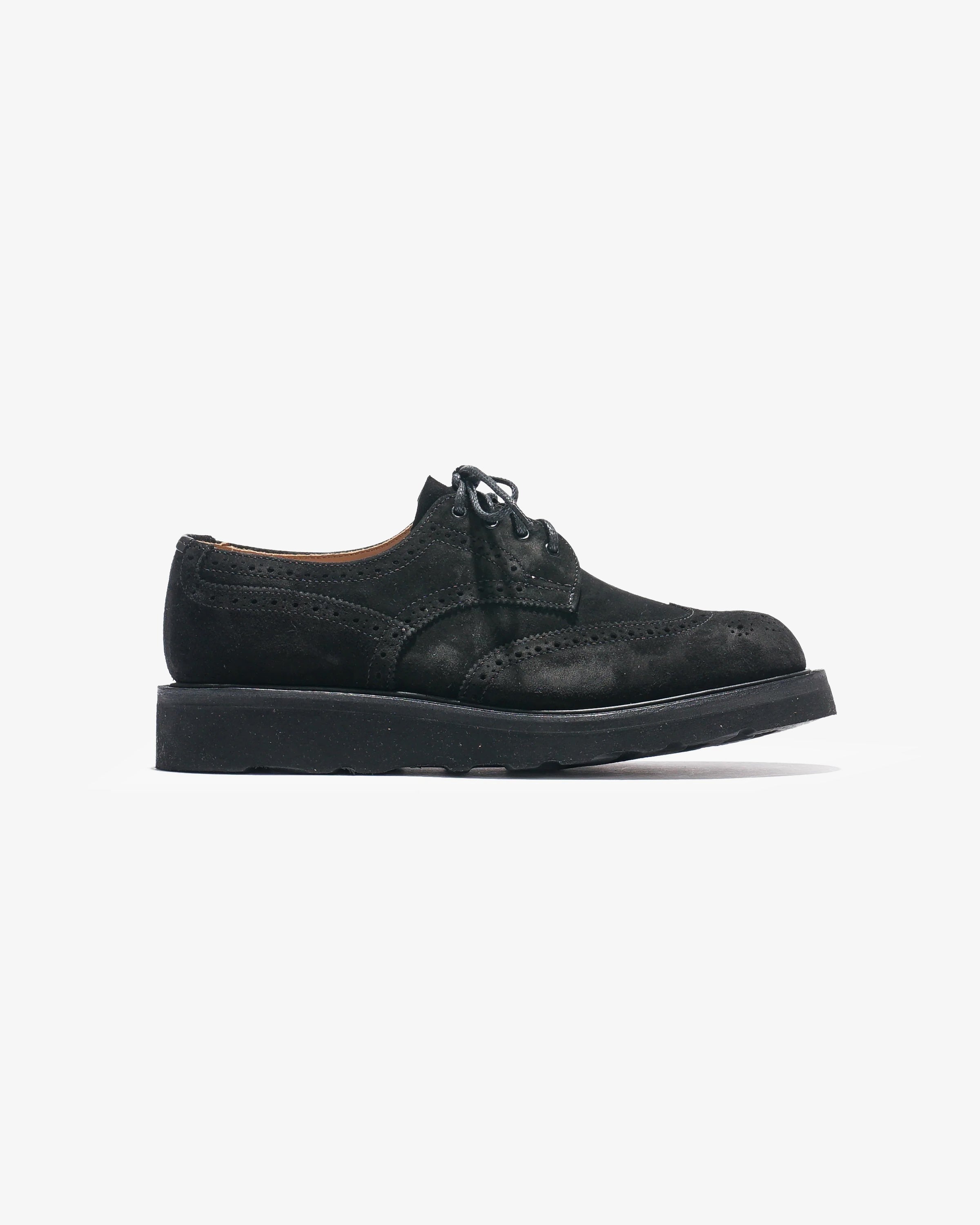 Tricker's x Nepenthes Asymmetric Gibson Brogues - Moreflex Sole - Black Suede – Tricker's x Nepenthes – Nepenthes London