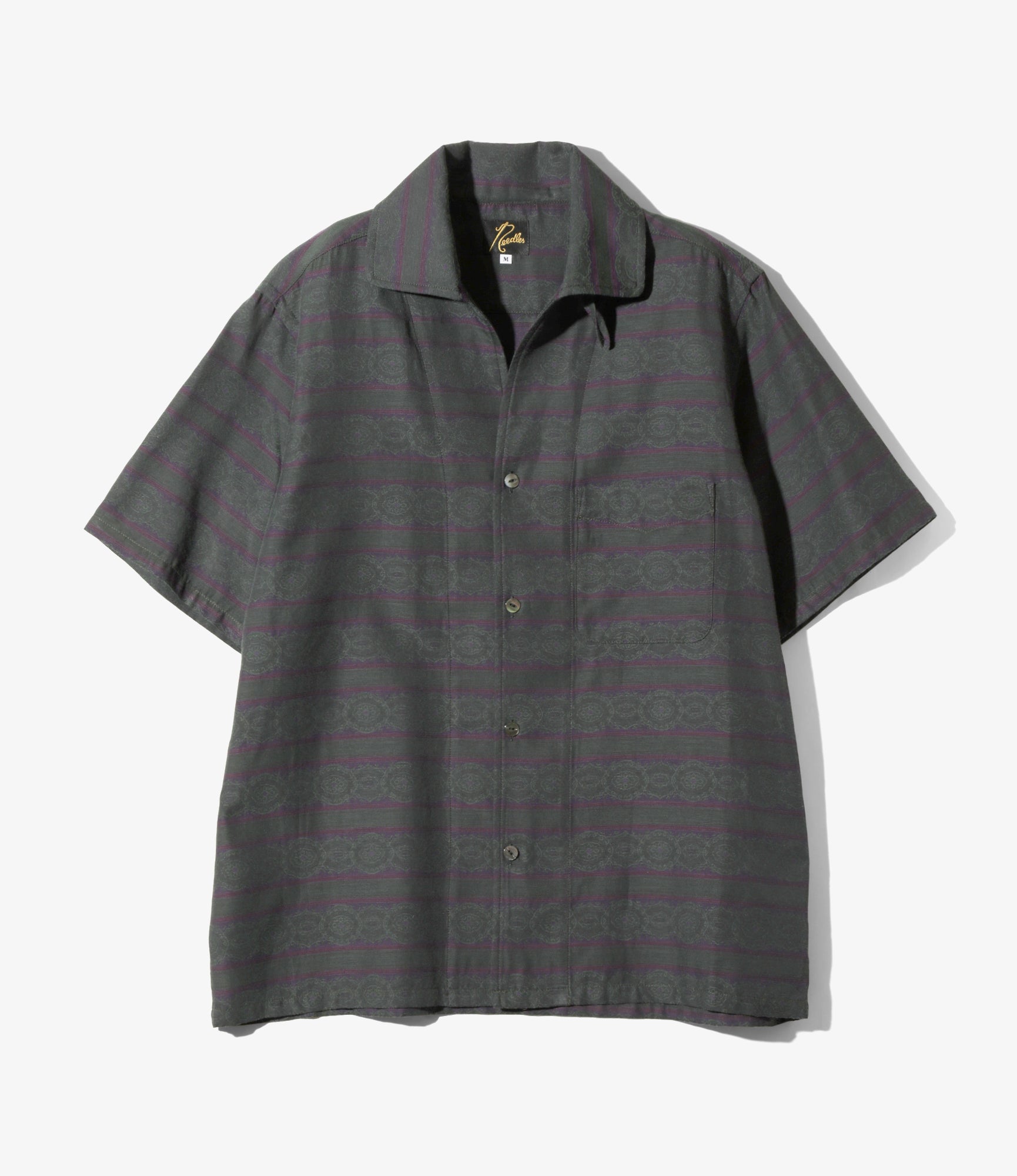 Needles S/S Italian Collar Shirt - PE/C Fine Pattern Stripe - Green