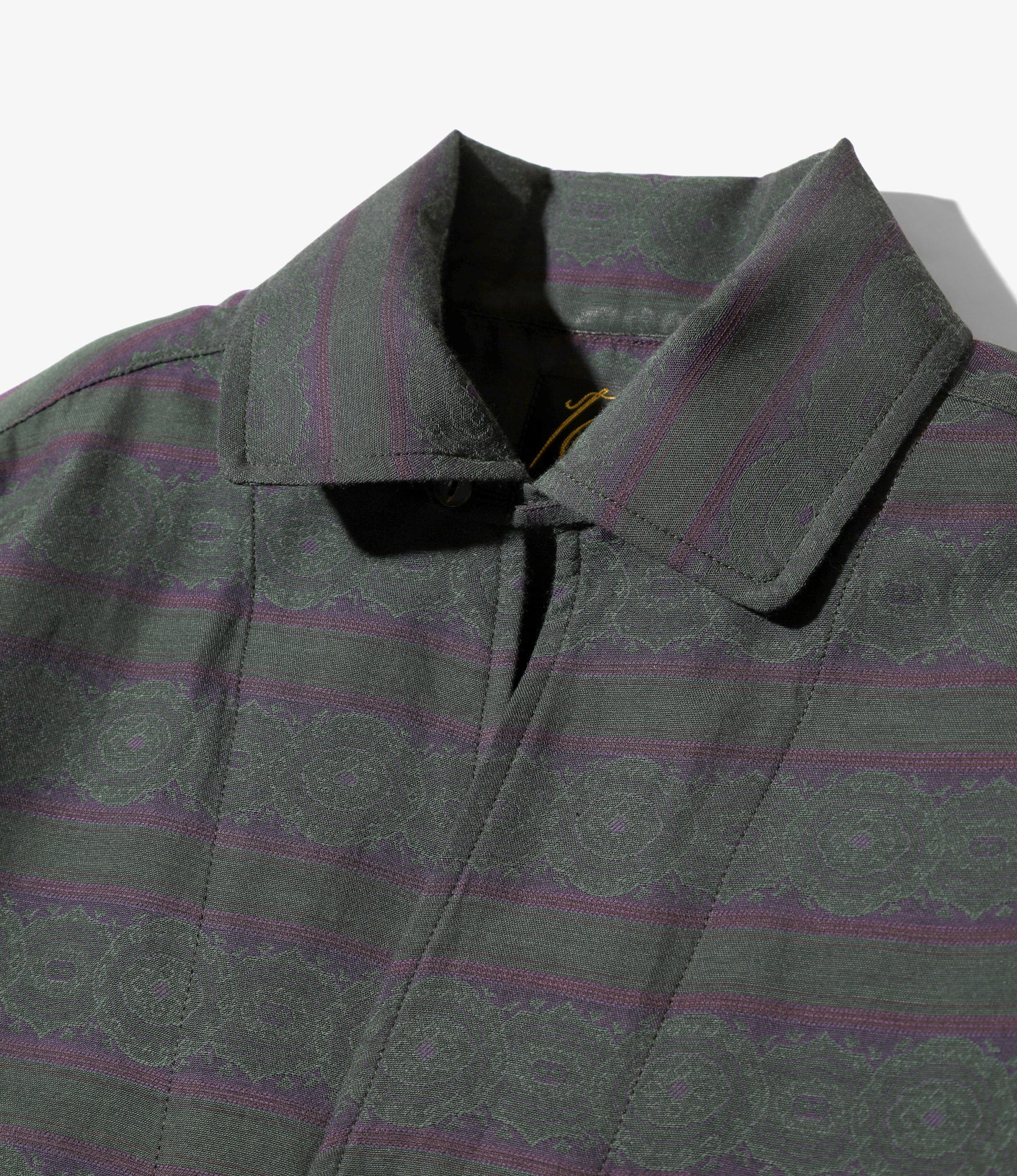 Needles S/S Italian Collar Shirt - Pattern Stripe - Green