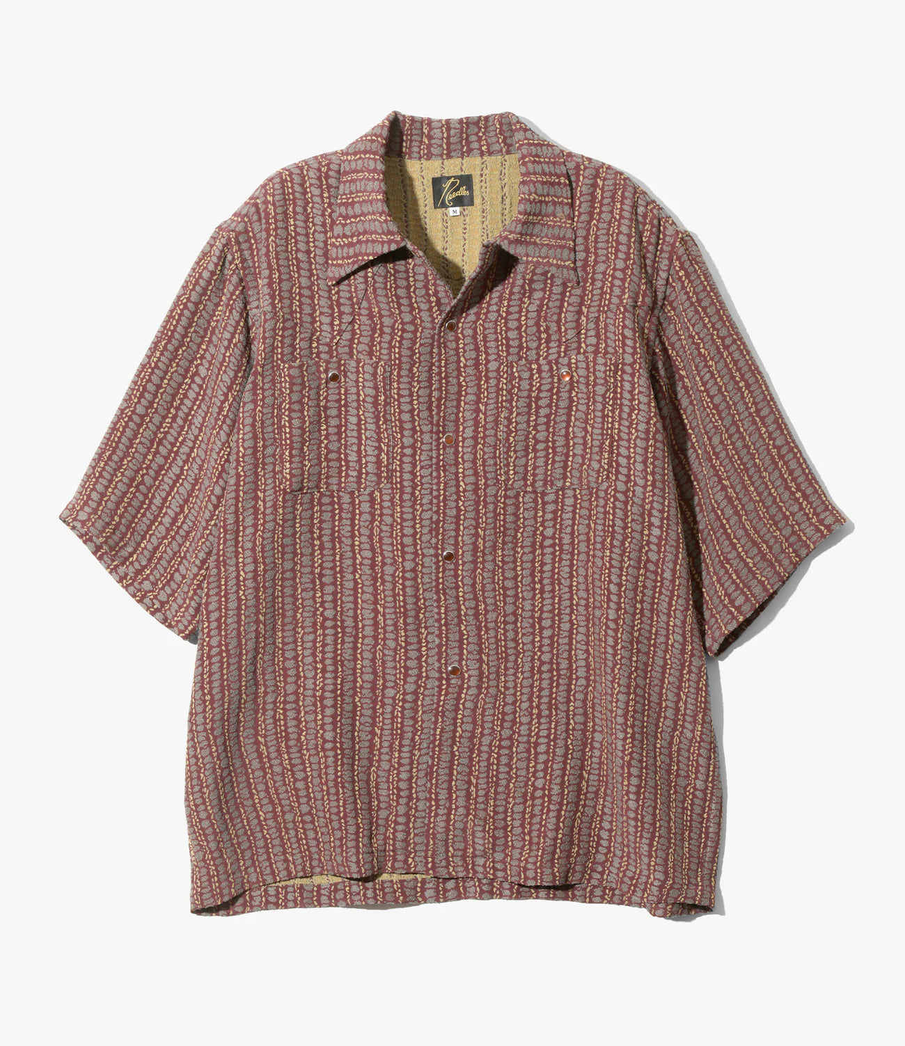 Needles S/S Cowboy One-Up Shirt - Abstract Stripe Jq - Bordeaux