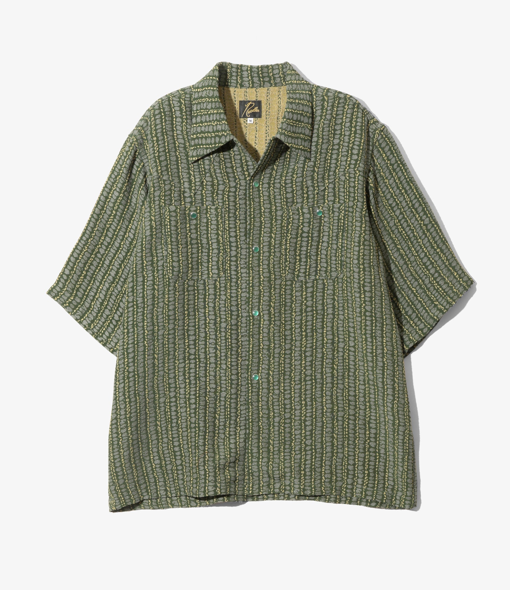 Needles S/S Cowboy One-Up Shirt - R/AC/PE Abstract  Stripe Jq - Green