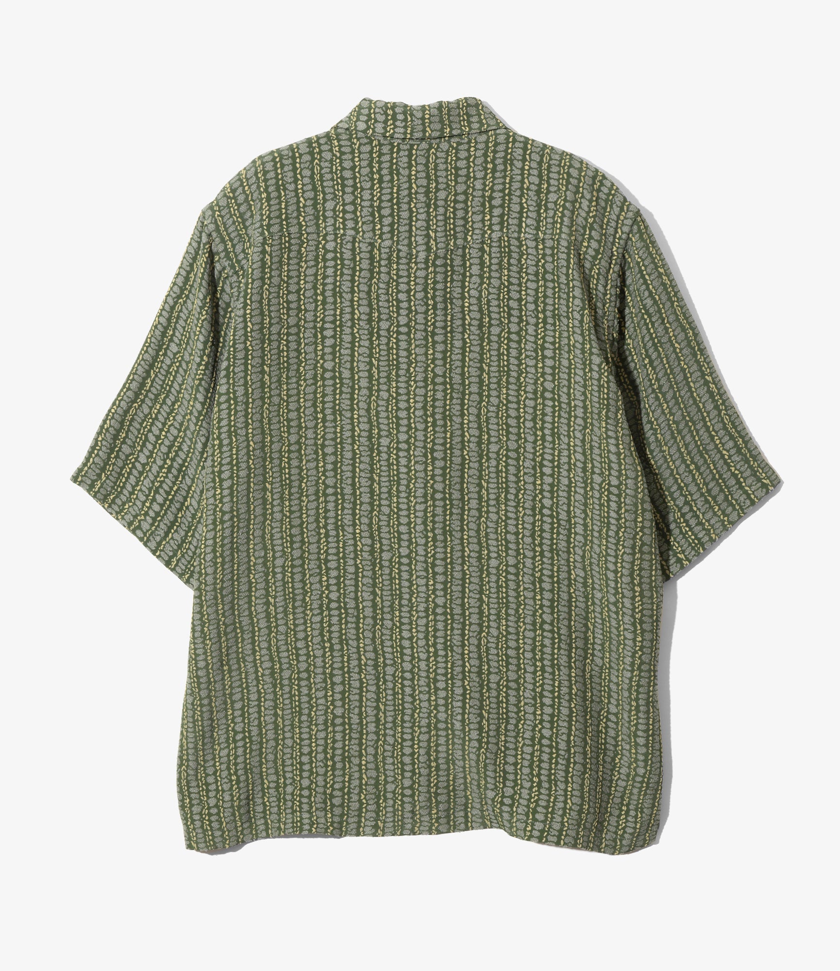 Needles S/S Cowboy One-Up Shirt - R/AC/PE Abstract  Stripe Jq - Green