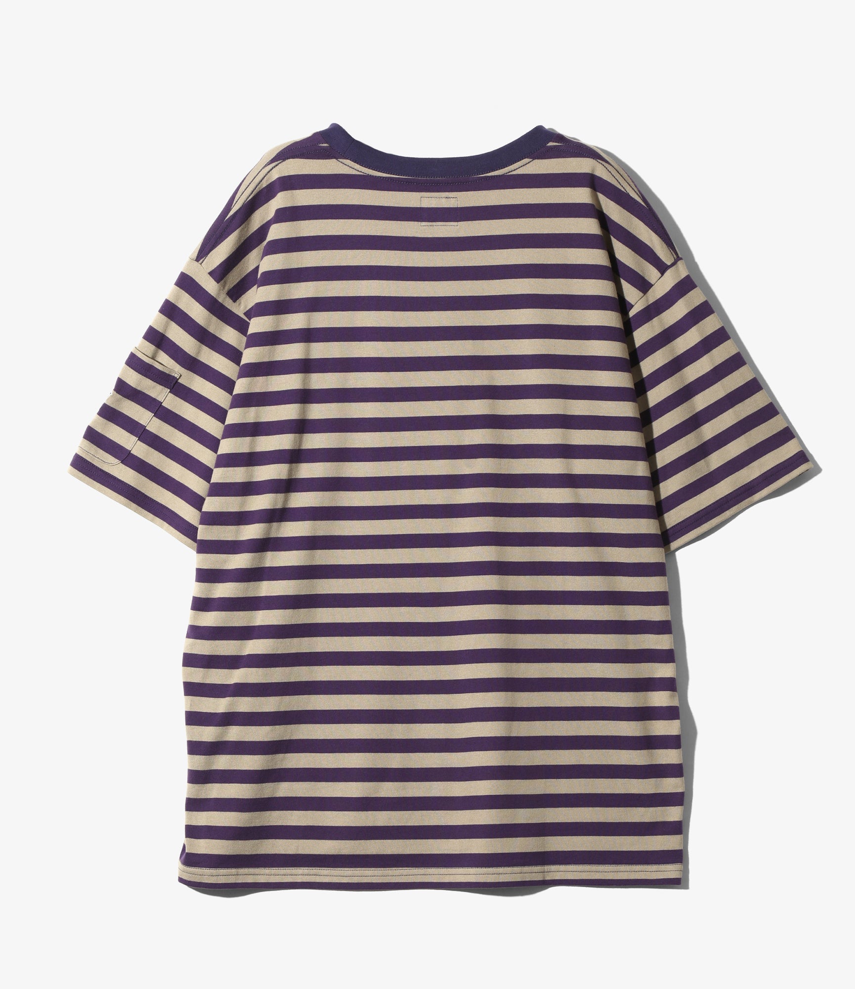 Needles S/S Crew Neck Tee - Cotton Stripe Jersey - Purple/Grey