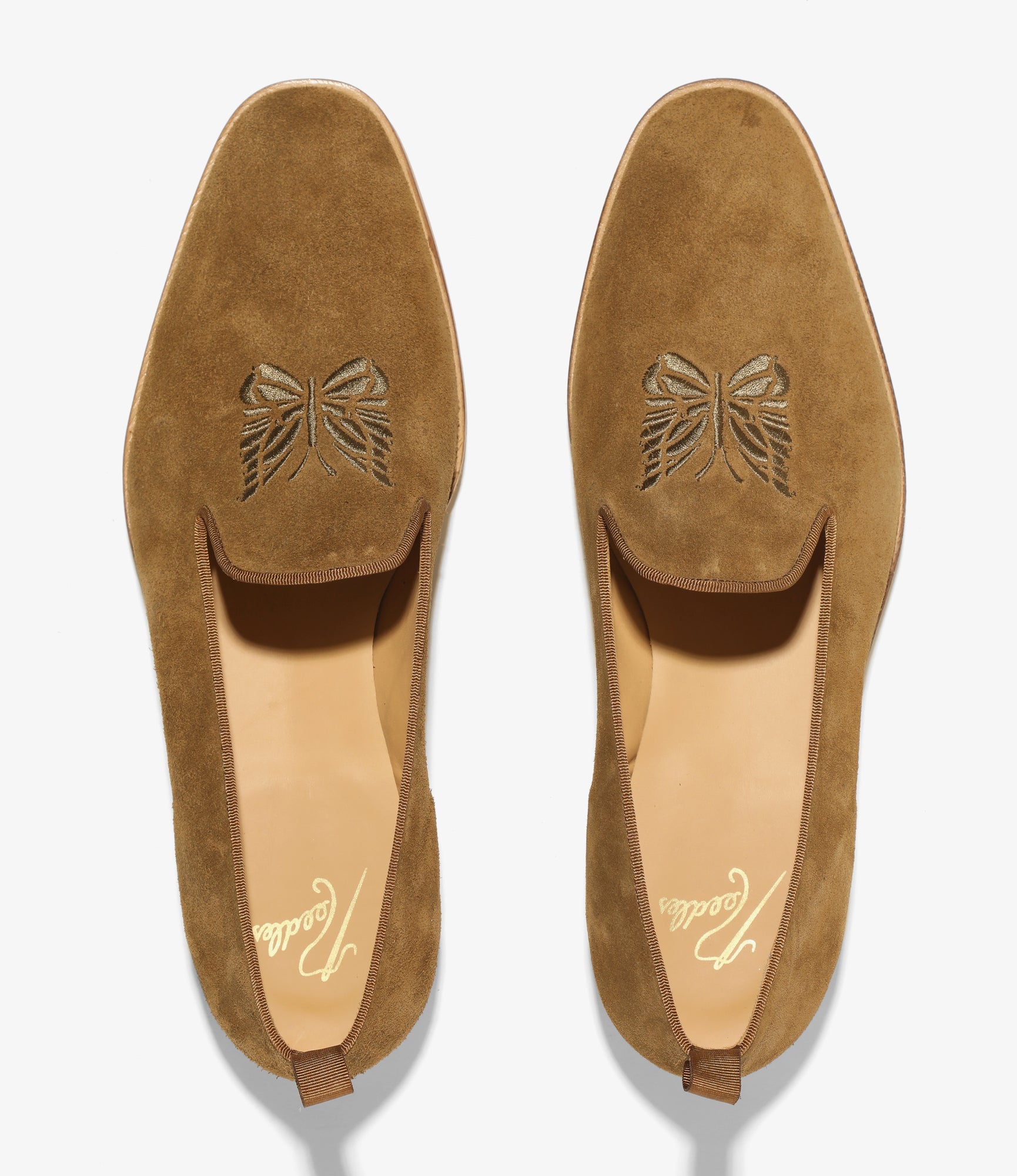 Needles Papillon Emb Slip-On - Brown Suede