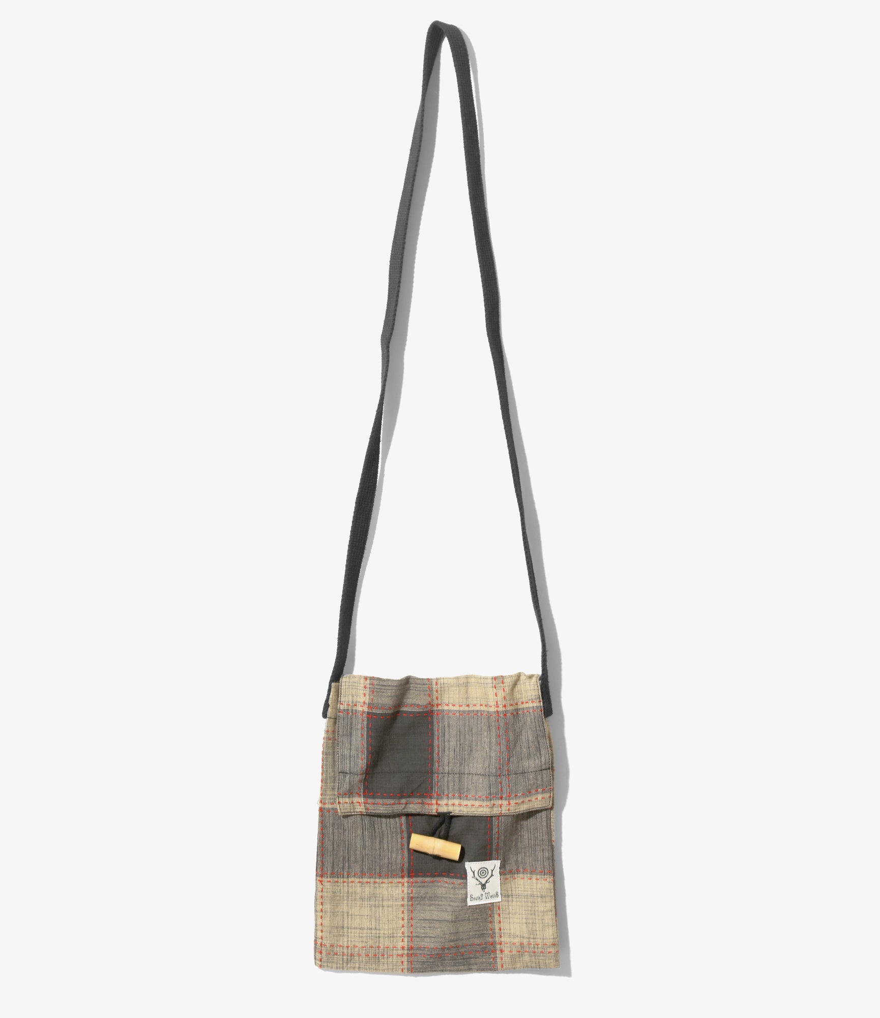 South2 West8 String Bag - Cotton Stitched Plaid - Red Stitch