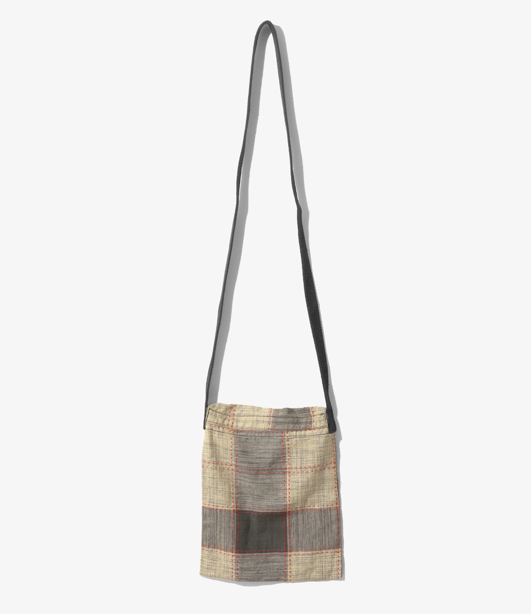 South2 West8 String Bag - Cotton Stitched Plaid - Red Stitch